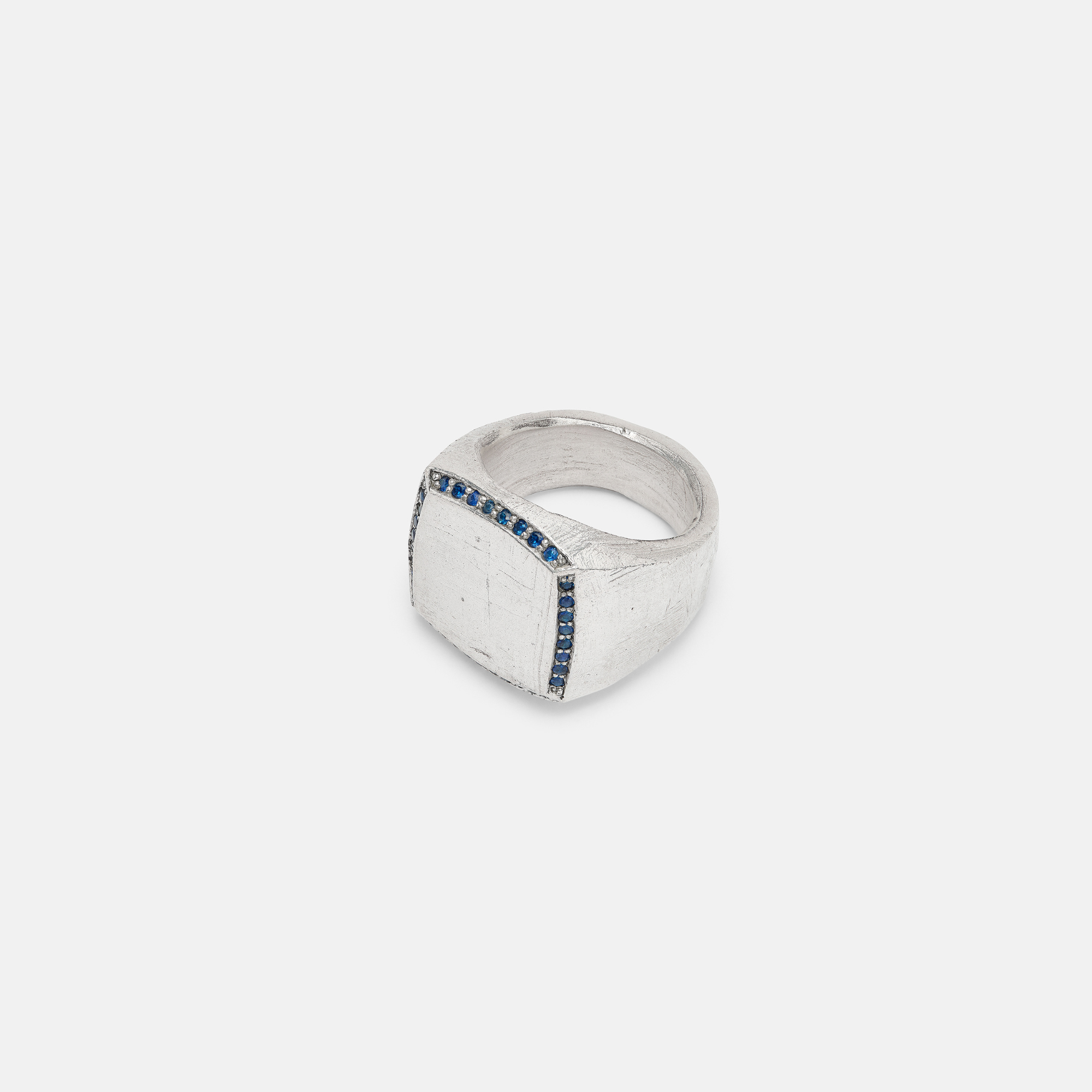 Pave Sapphire Cushion Signet