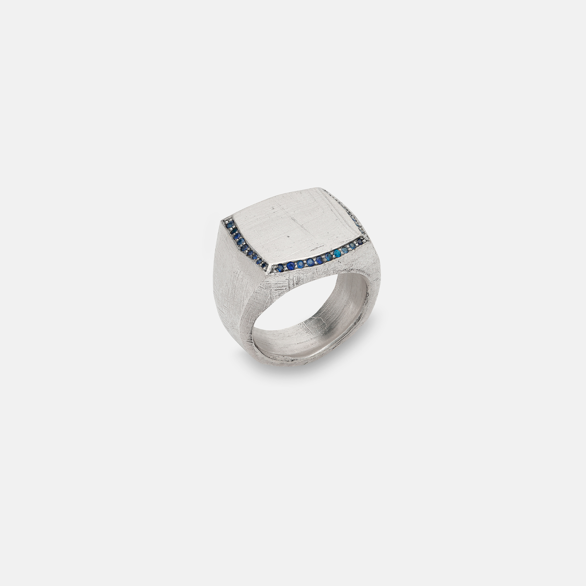 Pave Sapphire Cushion Signet