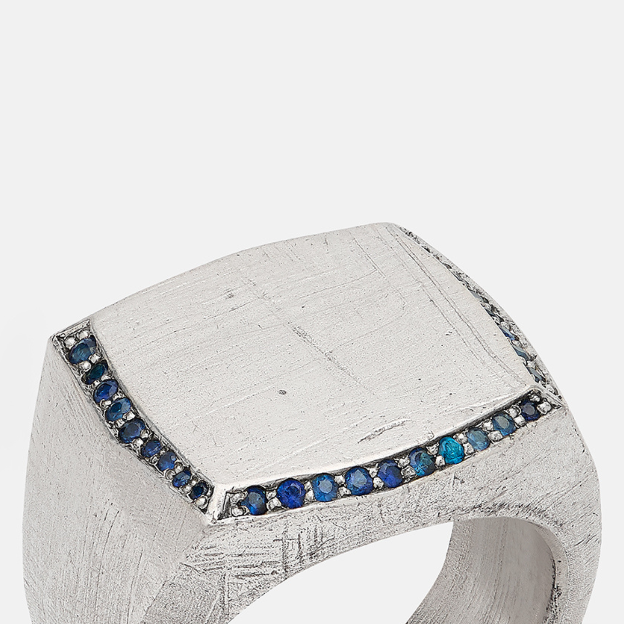Pave Sapphire Cushion Signet