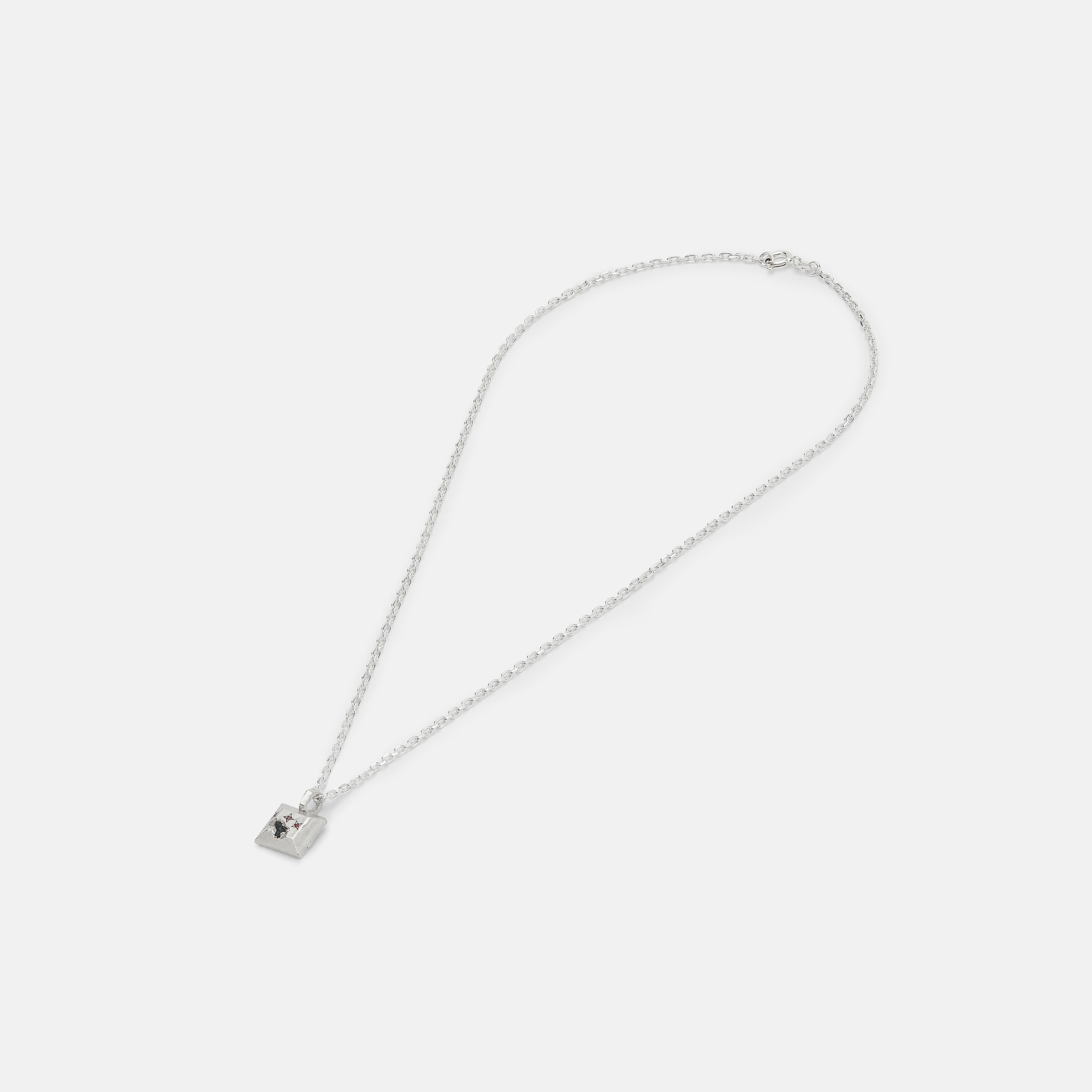 Ruby & Sapphire Square-cut Cluster Necklace