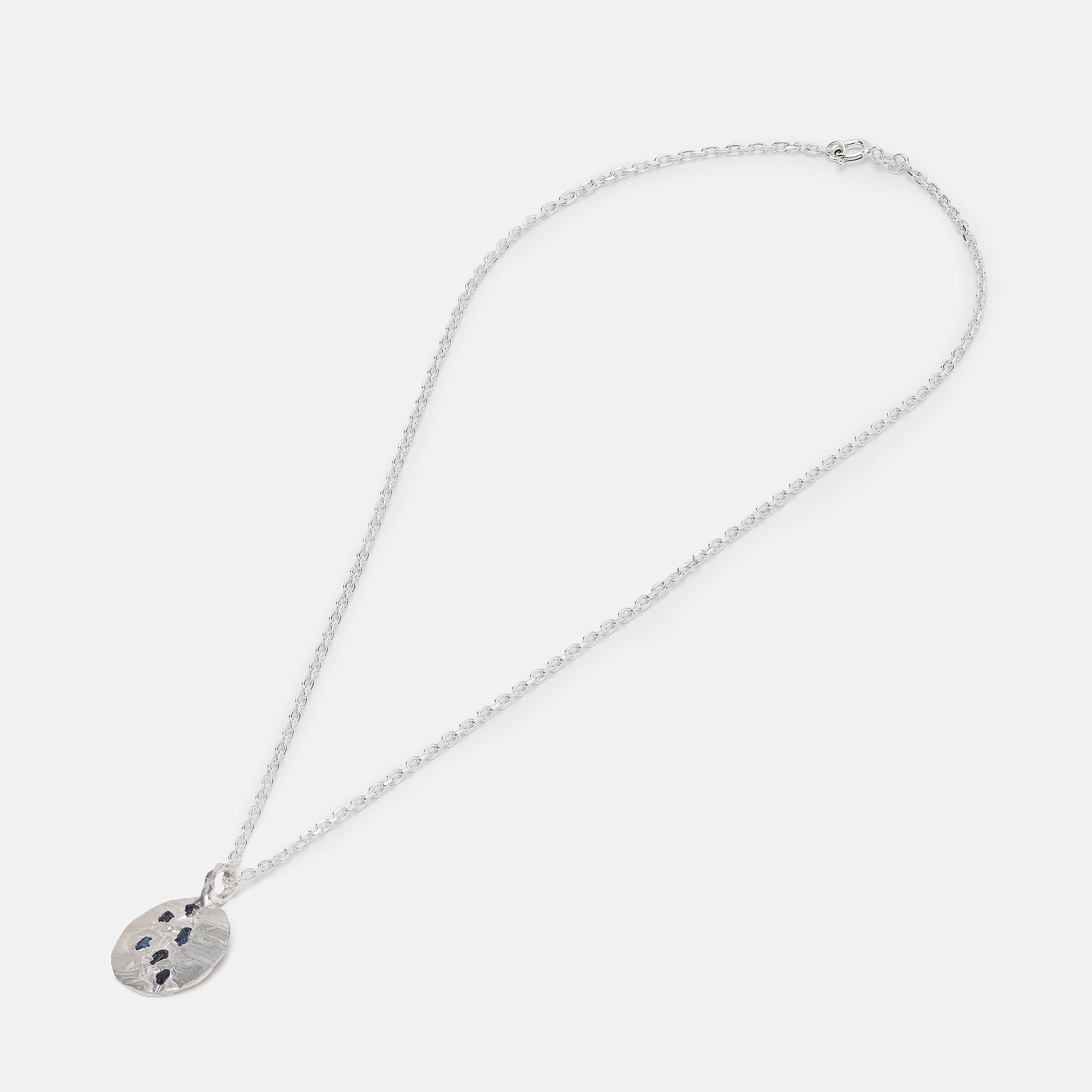 Round Blue Sapphire Scatter Necklace