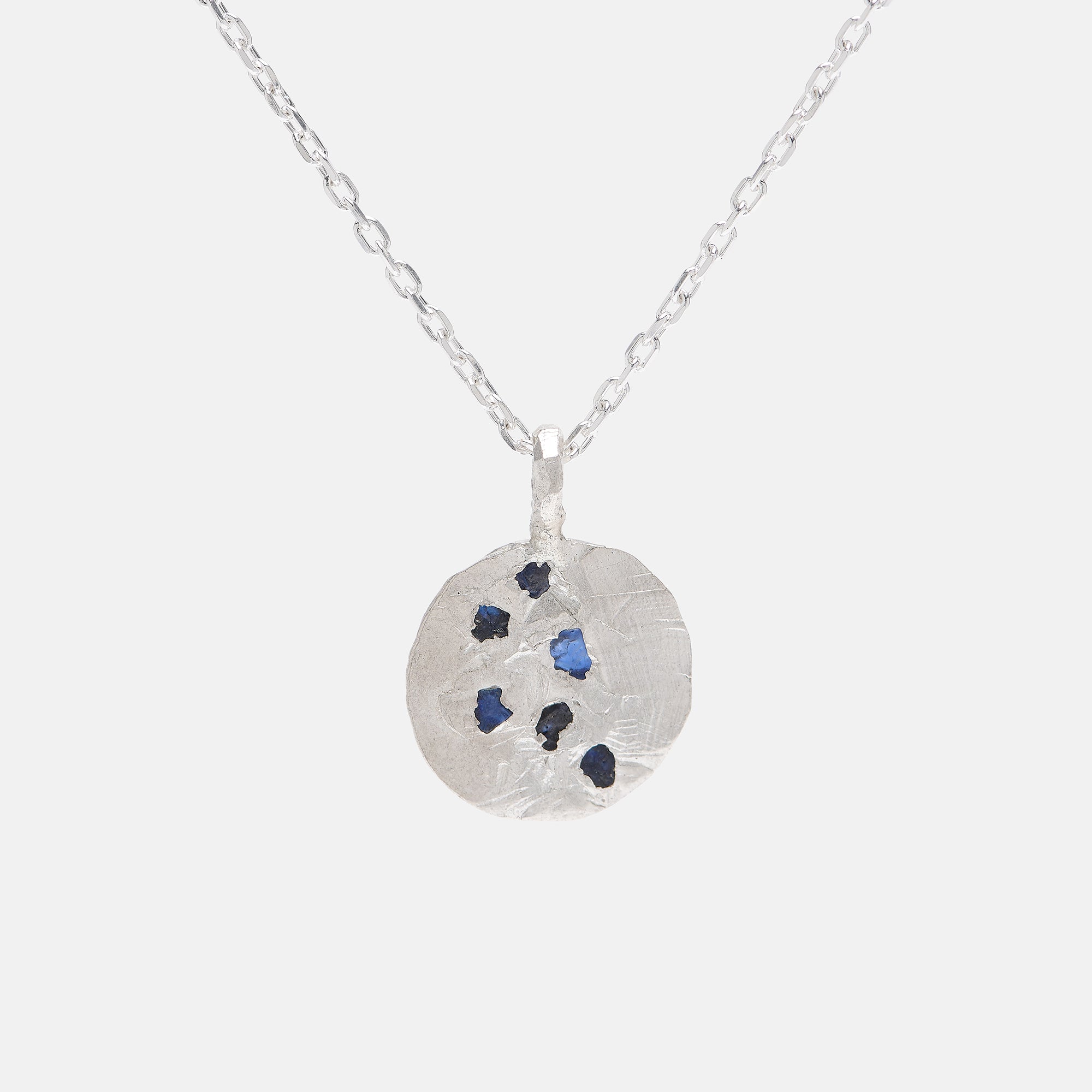 Round Blue Sapphire Scatter Necklace