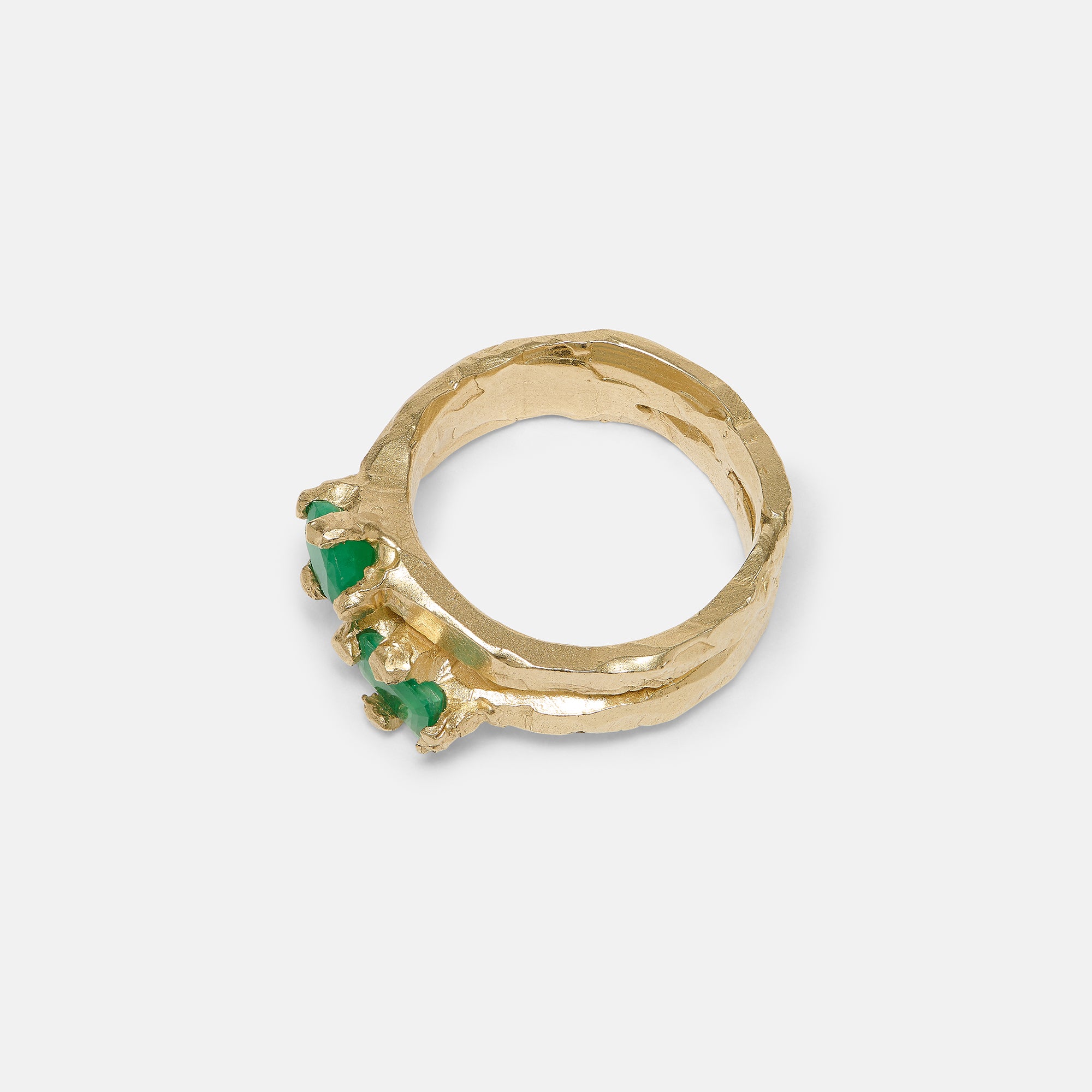 14k Gold Fused Emerald Claws