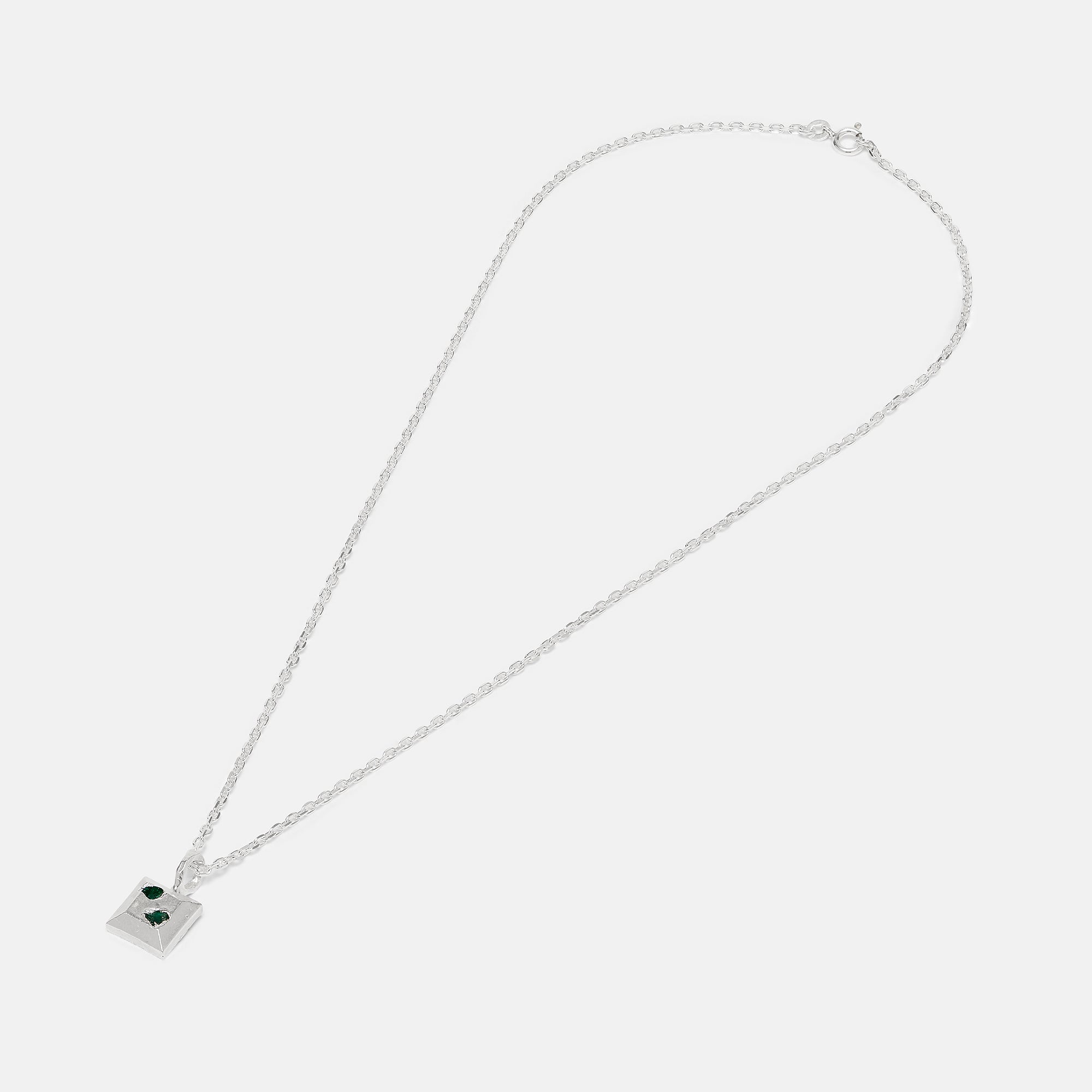 Raw Embedded Emerald Square Necklace