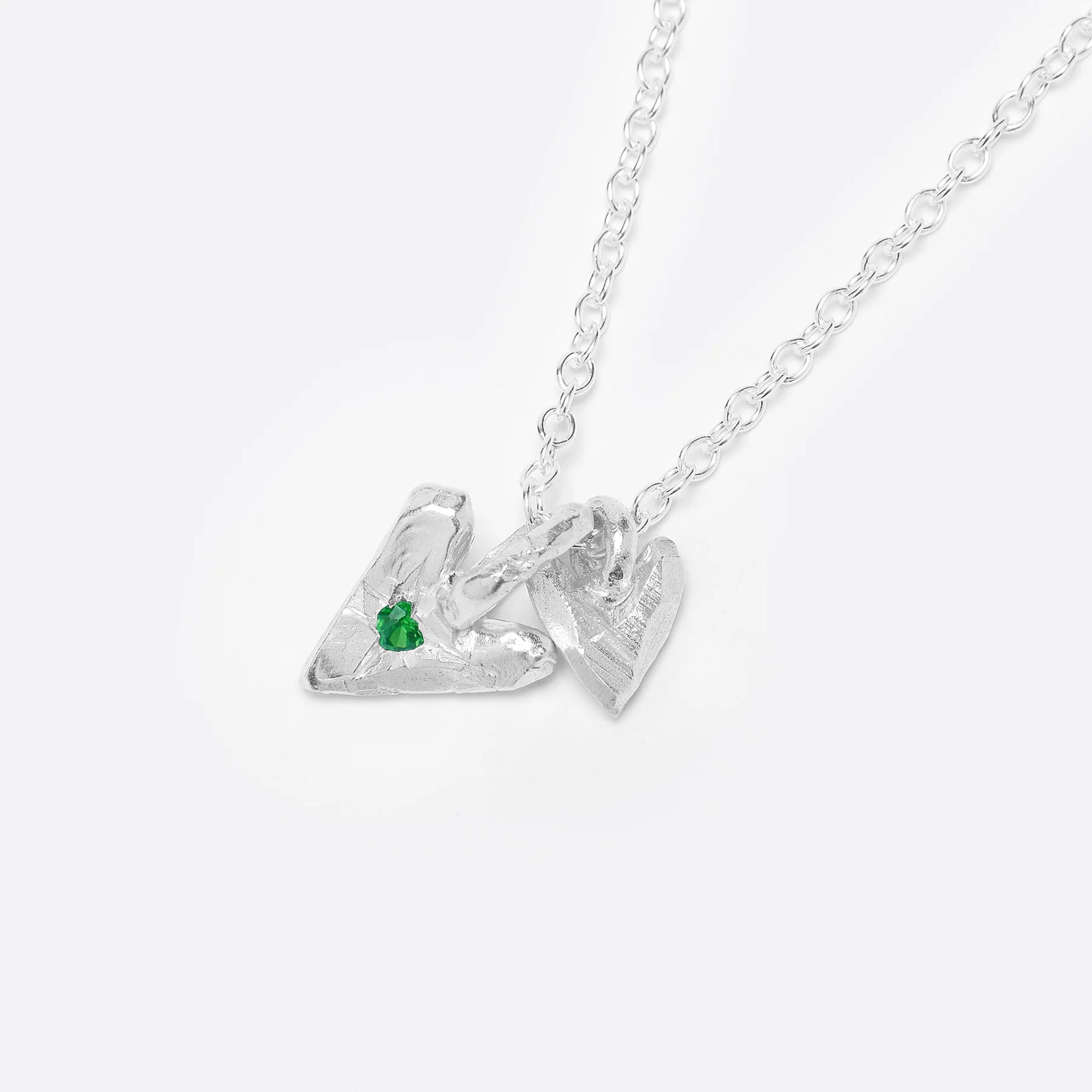 Emerald Sibling Heart Necklace