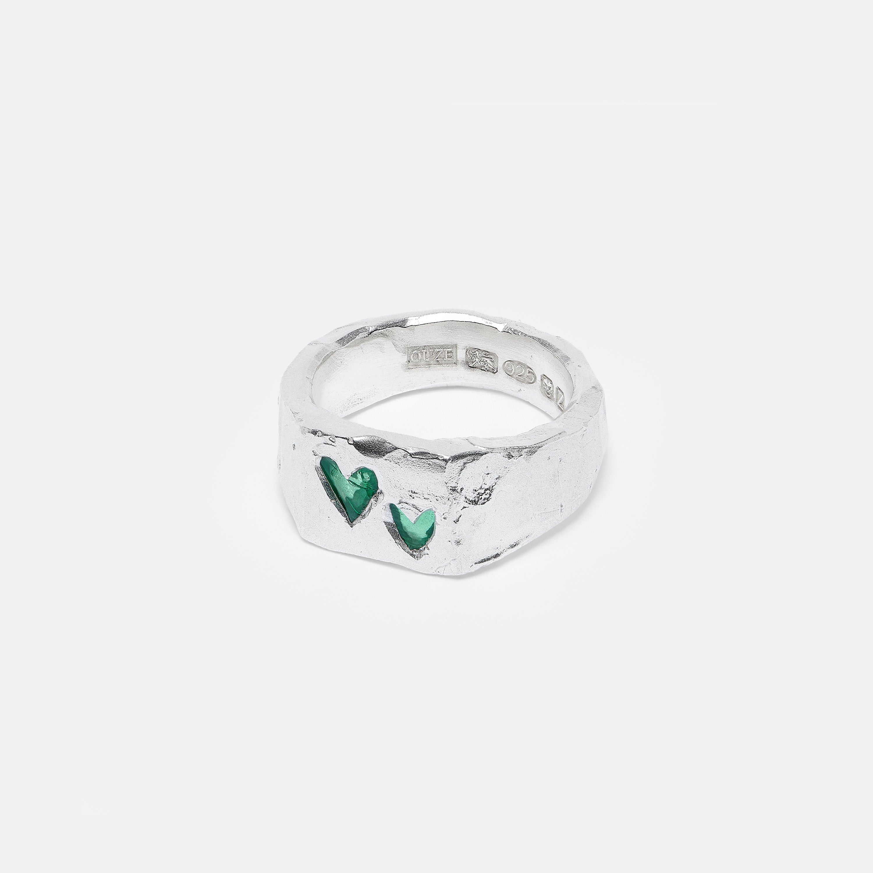 Twin Emerald Heart Signet
