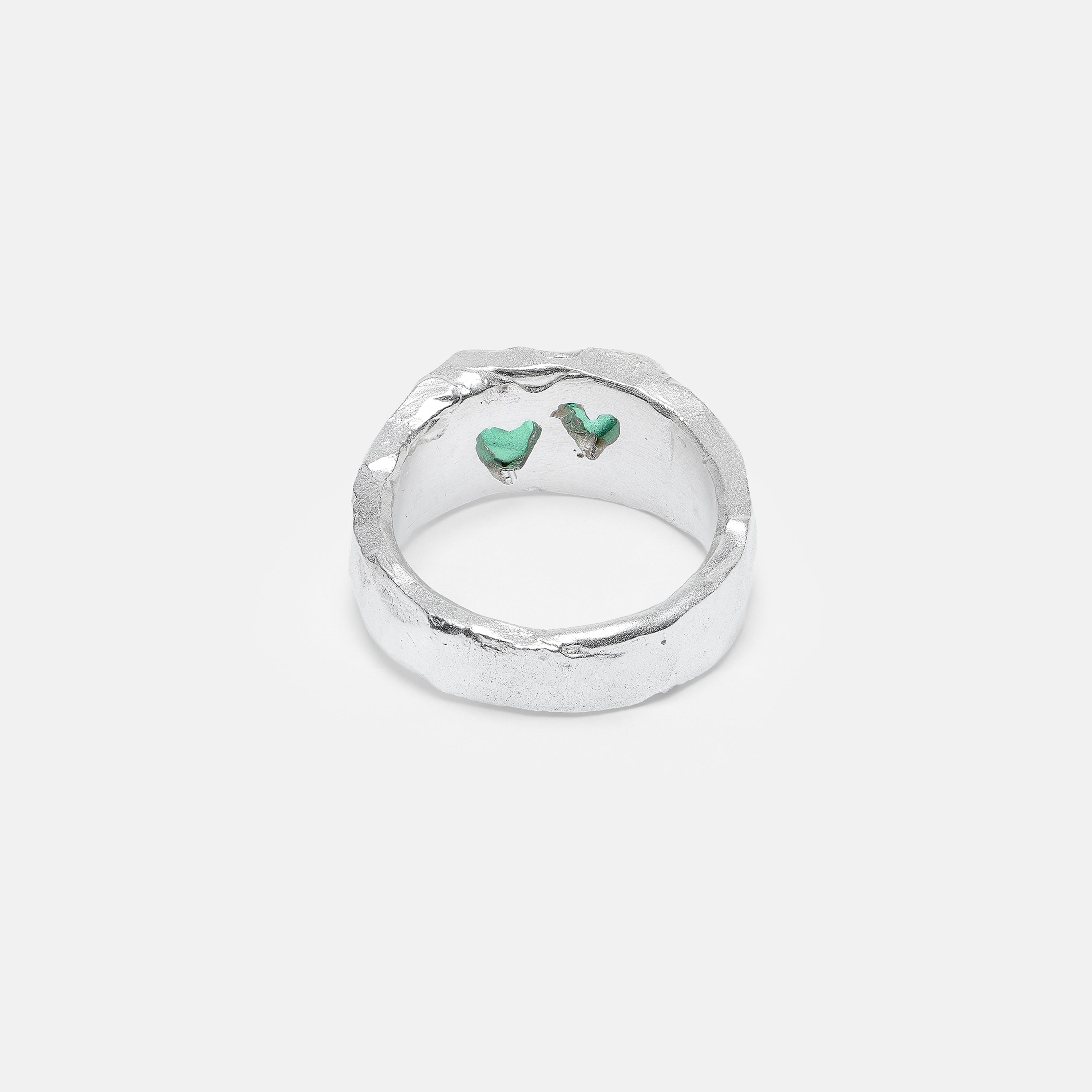 Twin Emerald Heart Signet