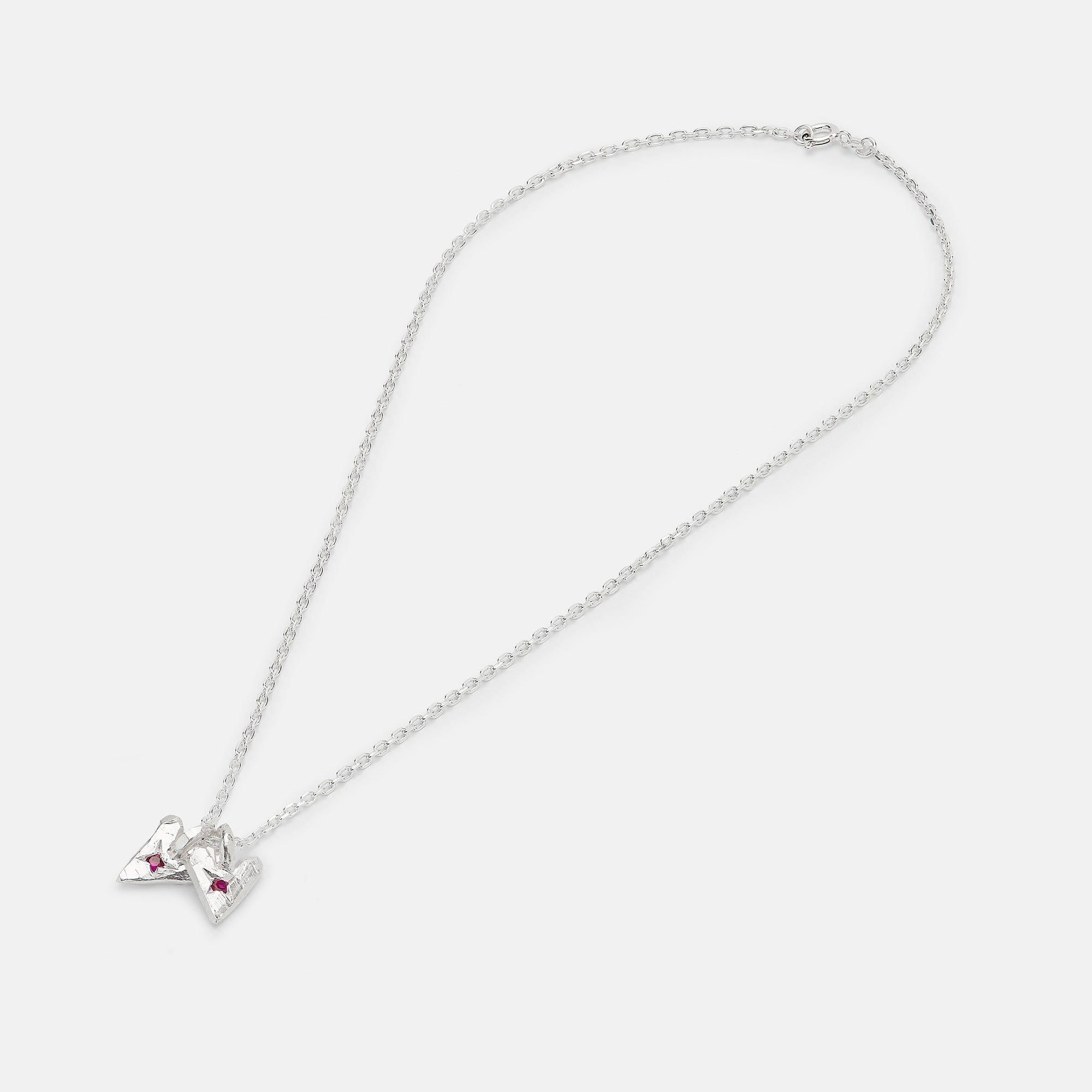 Twin Ruby Hearts Necklace