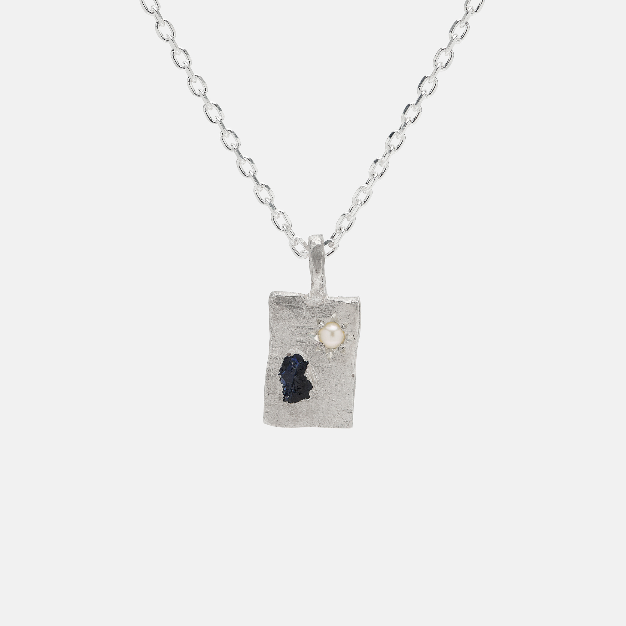 Pearl & Sapphire Tablet Necklace