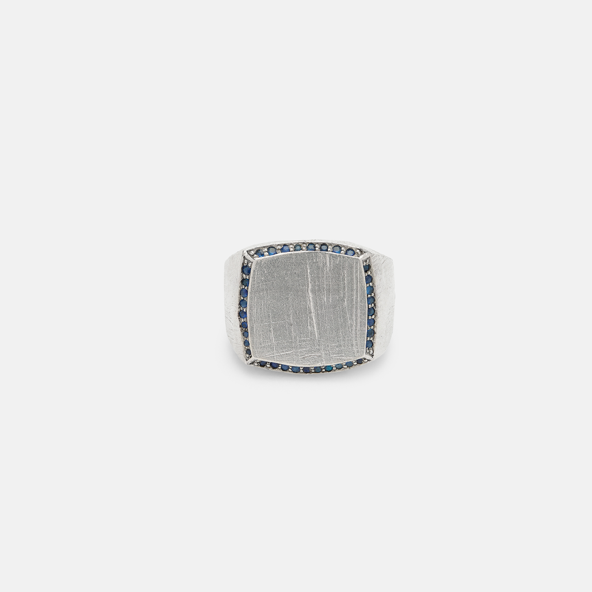 Pave Sapphire Cushion Signet