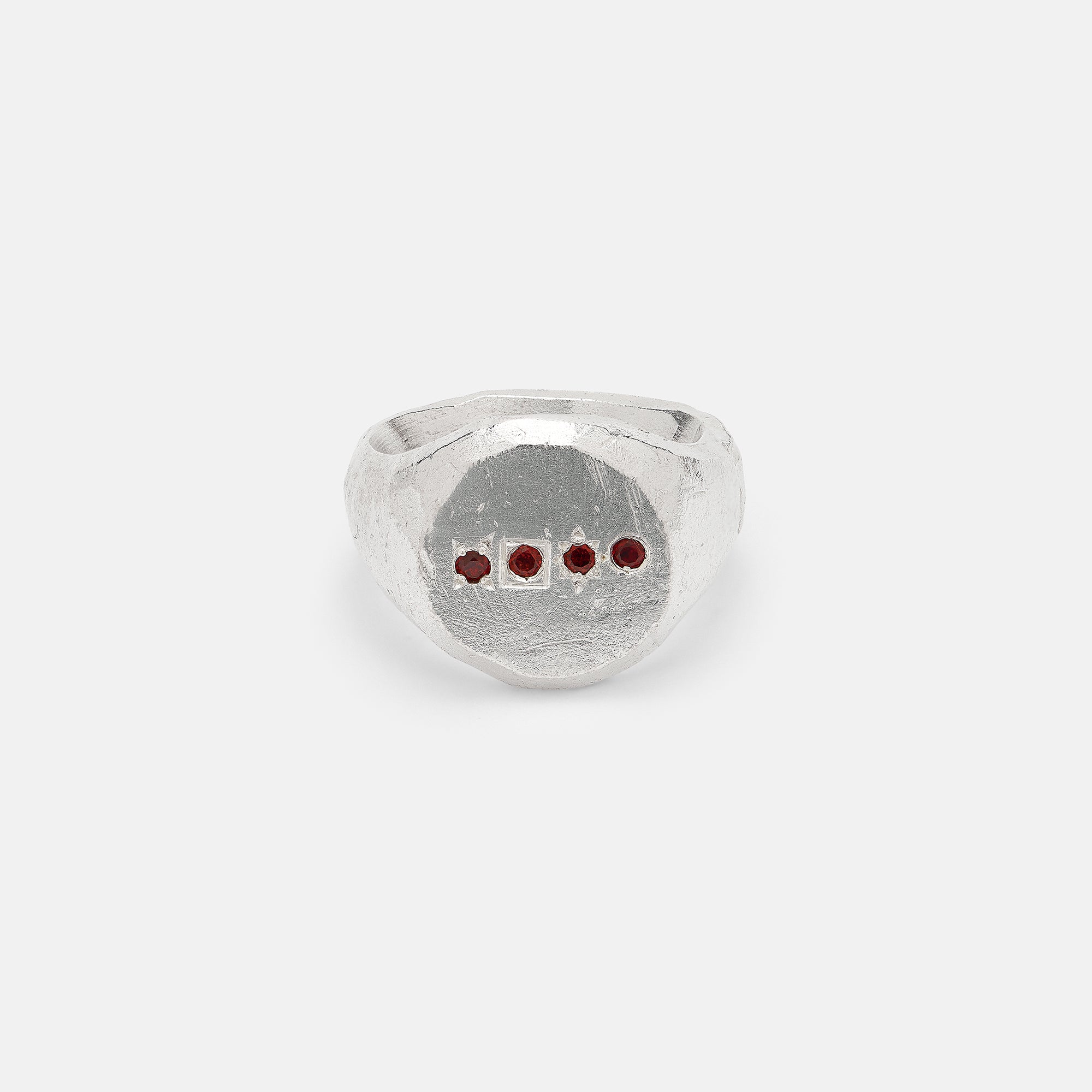 Round Mixed-set Garnet Signet