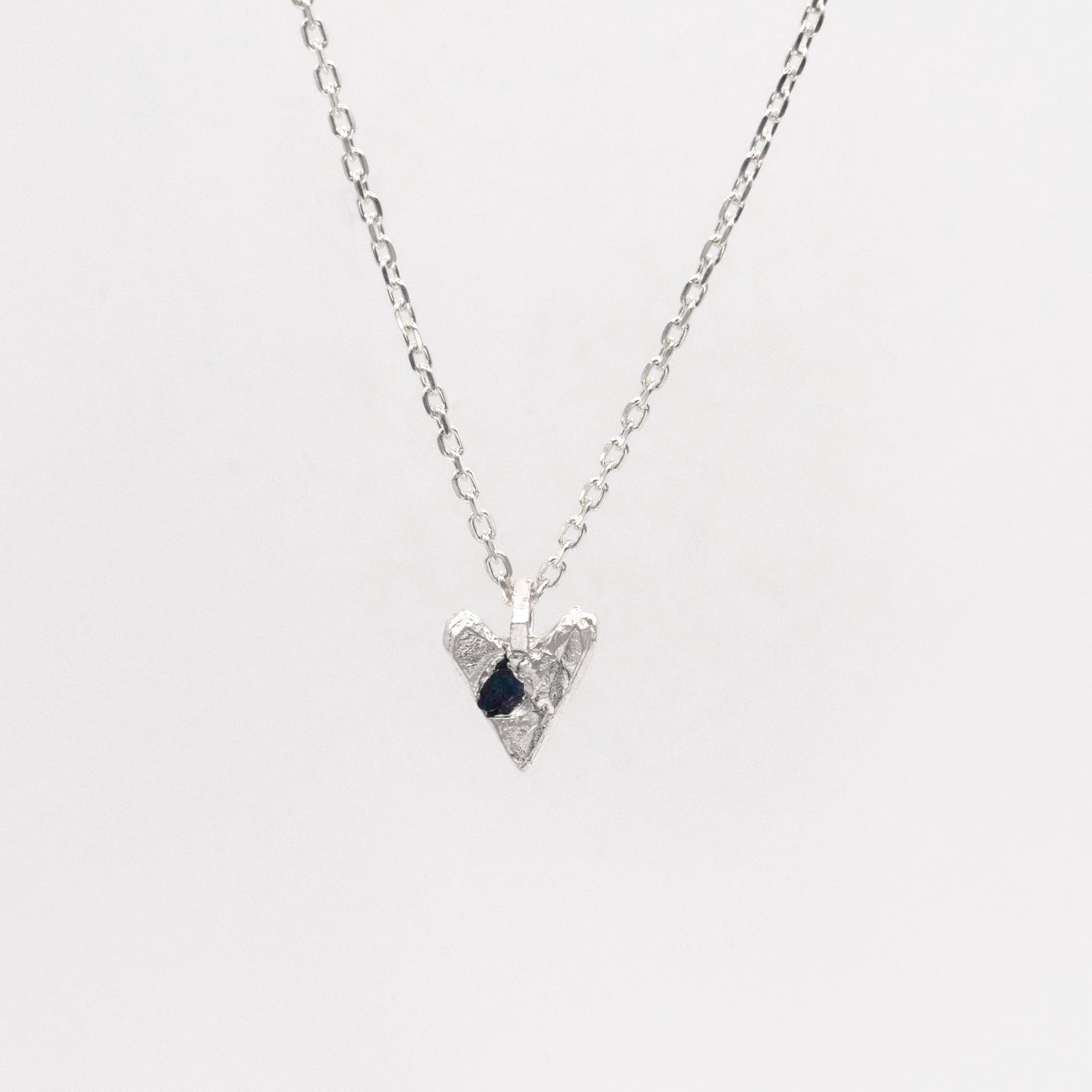 Raw Blue Sapphire Heart Necklace