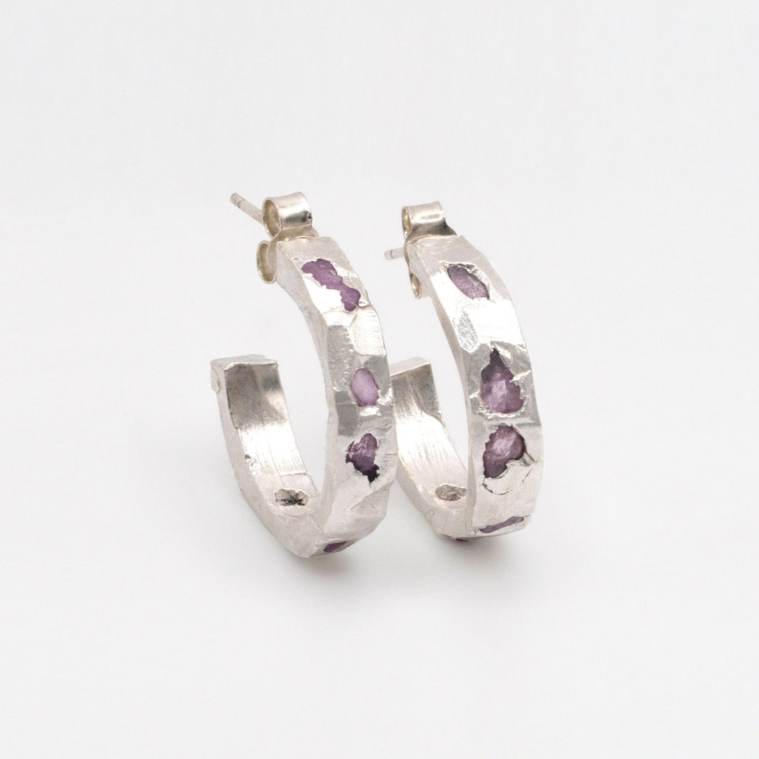RAW PINK SAPPHIRE SCATTER HOOPS