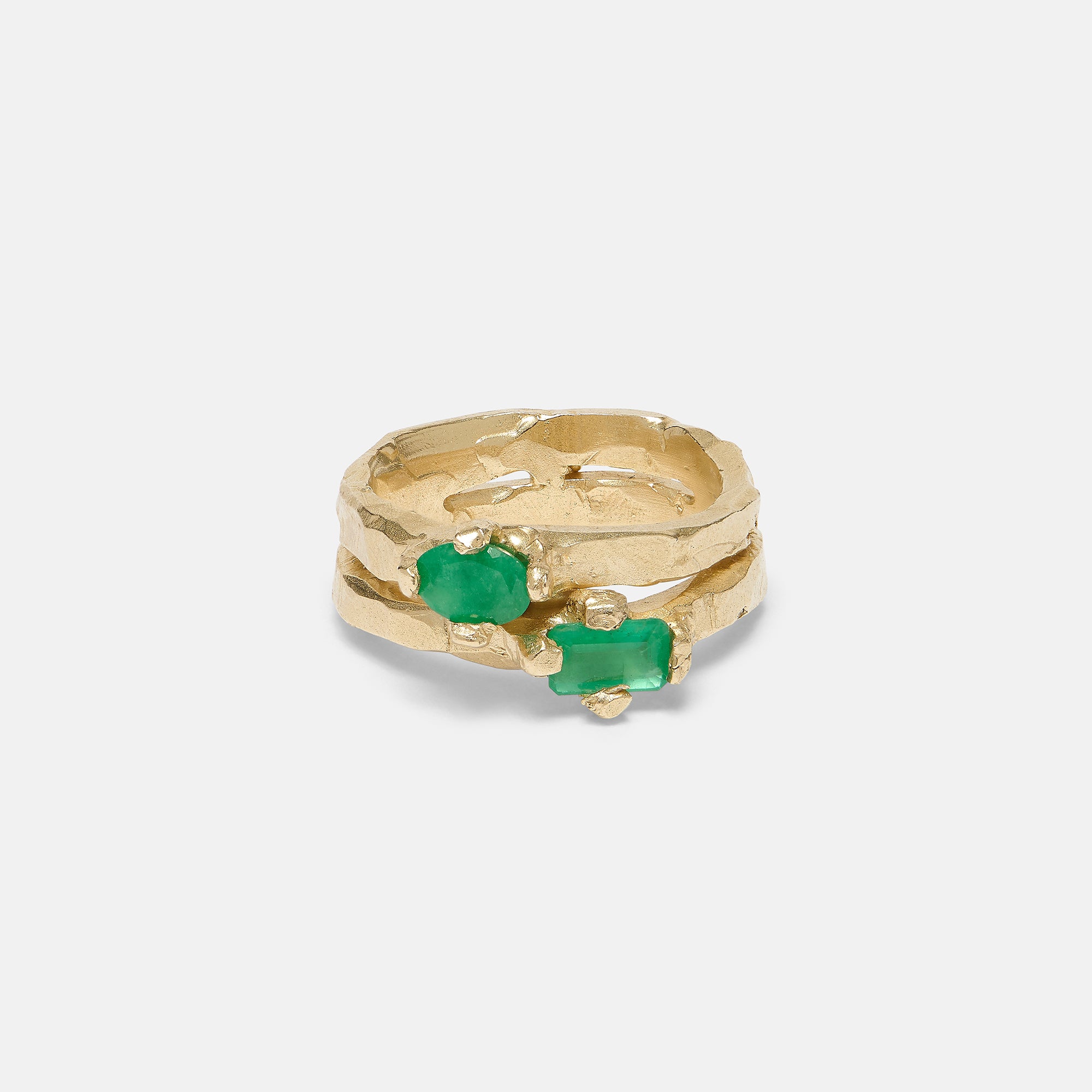 14k Gold Fused Emerald Claws