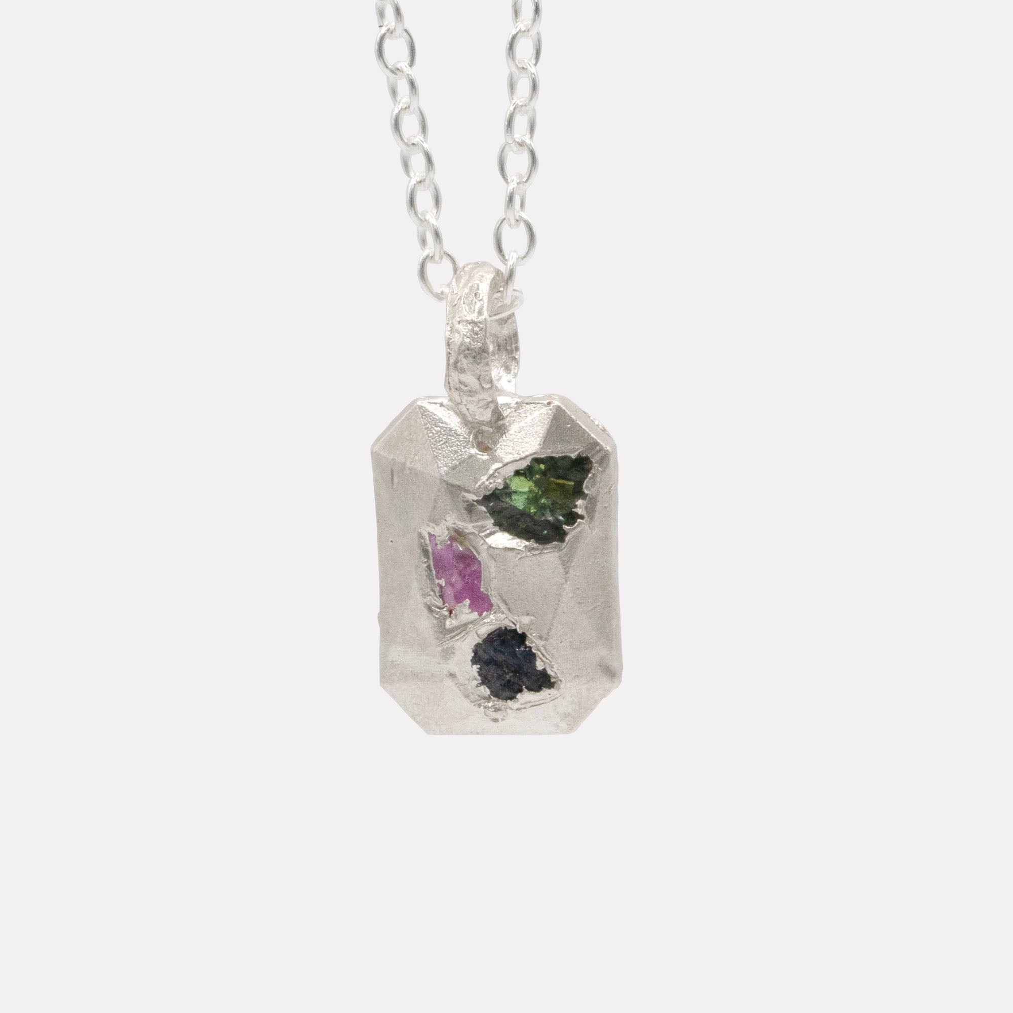 Kolorowy Raw Sapphire Facet Necklace