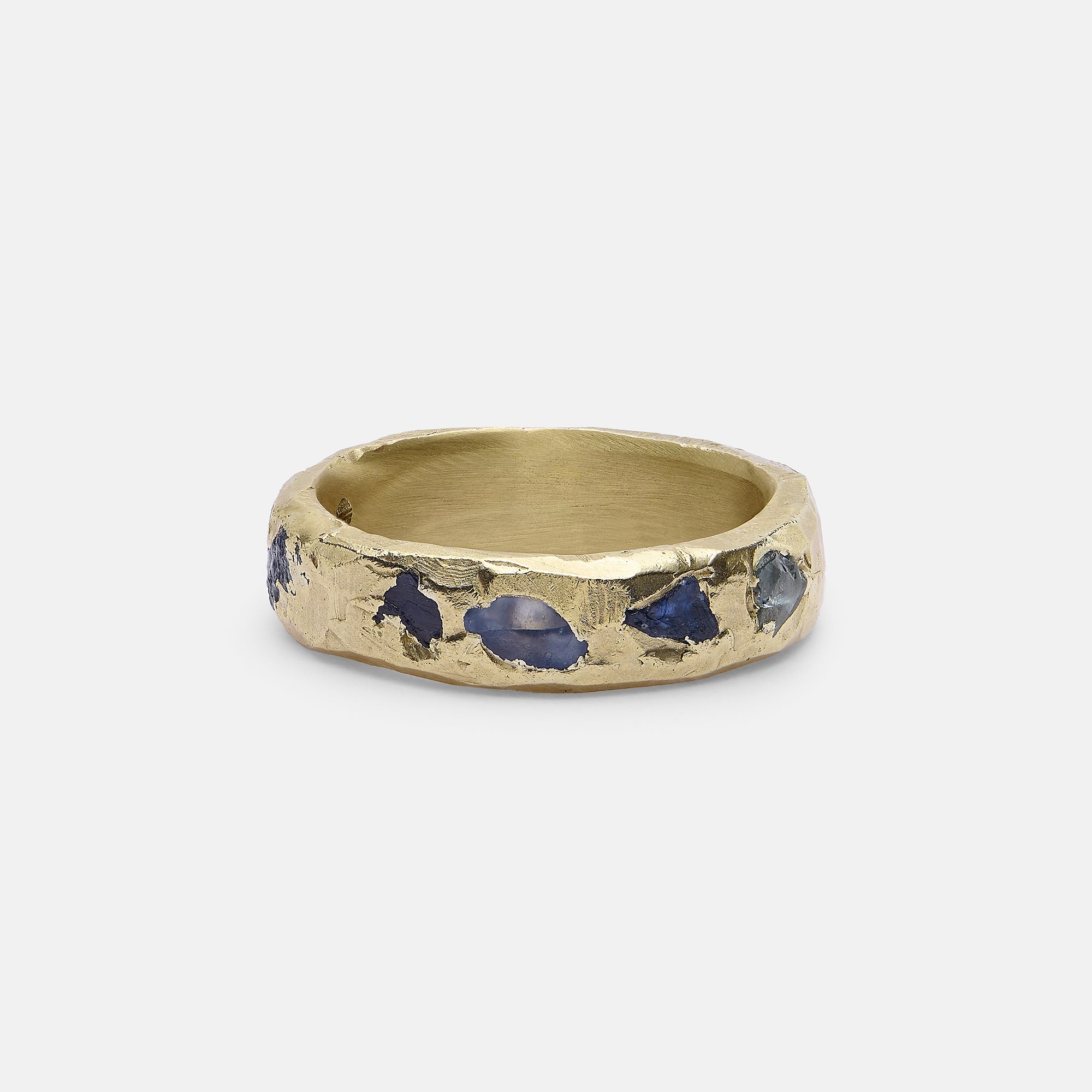 9k Gold Raw Blue Sapphire Scatter Band