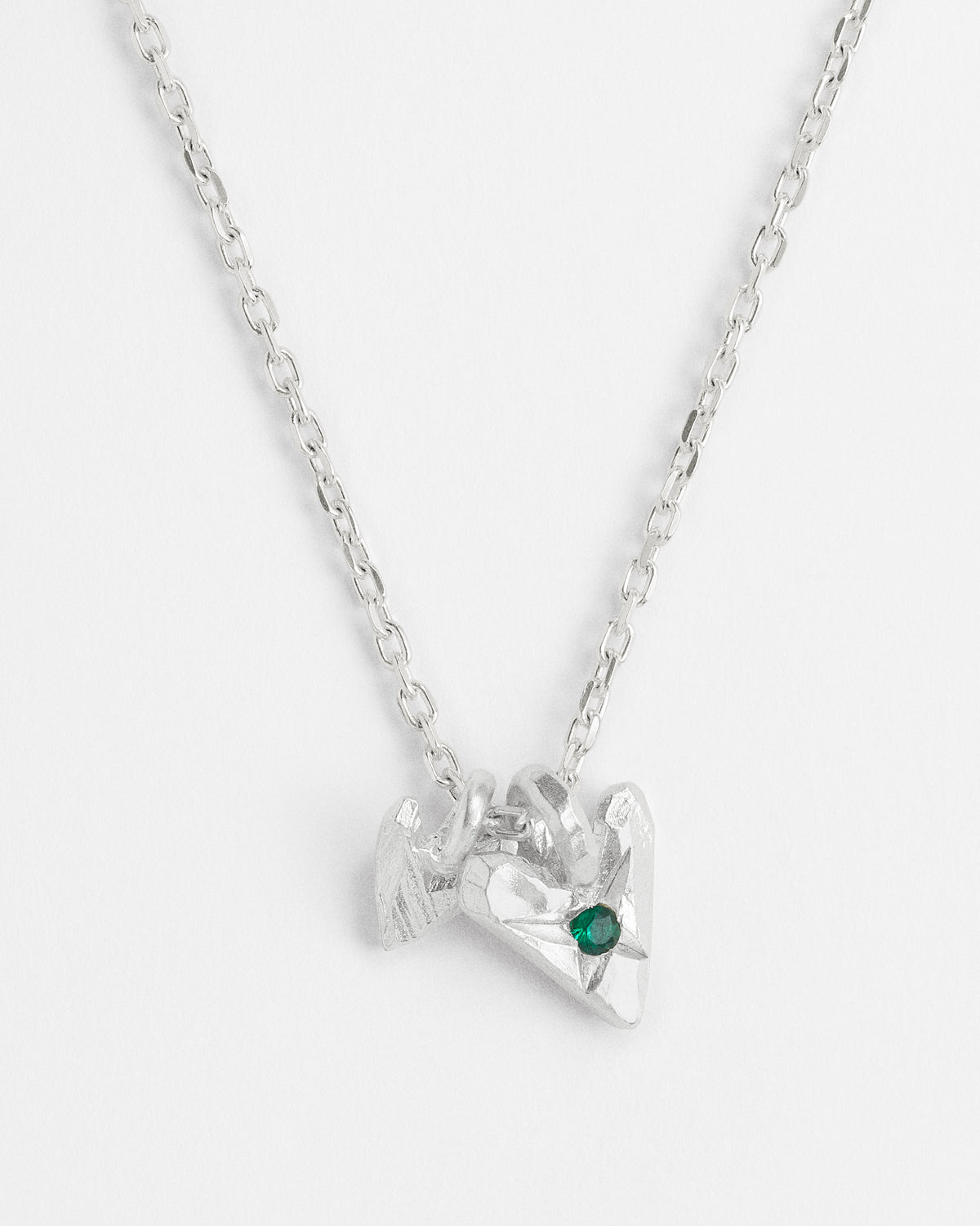 Emerald Sibling Heart Necklace