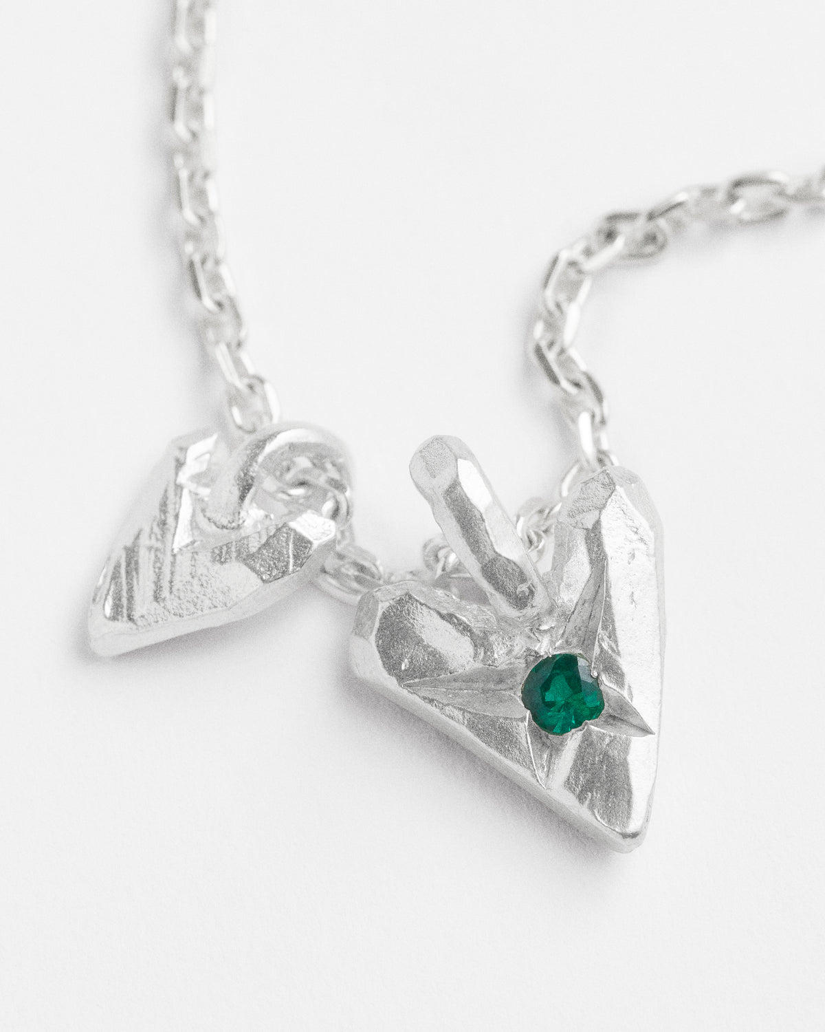 Emerald Sibling Heart Necklace