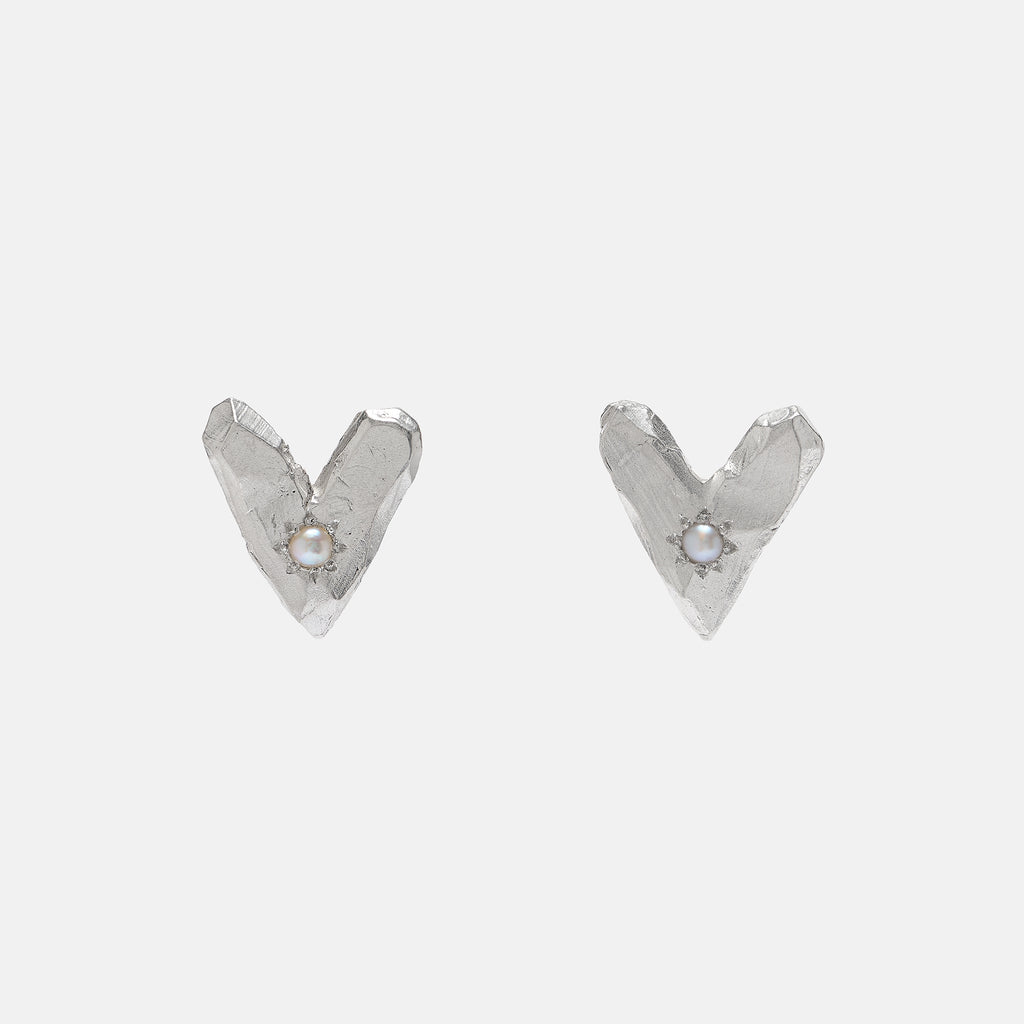 Pearl Heart Studs