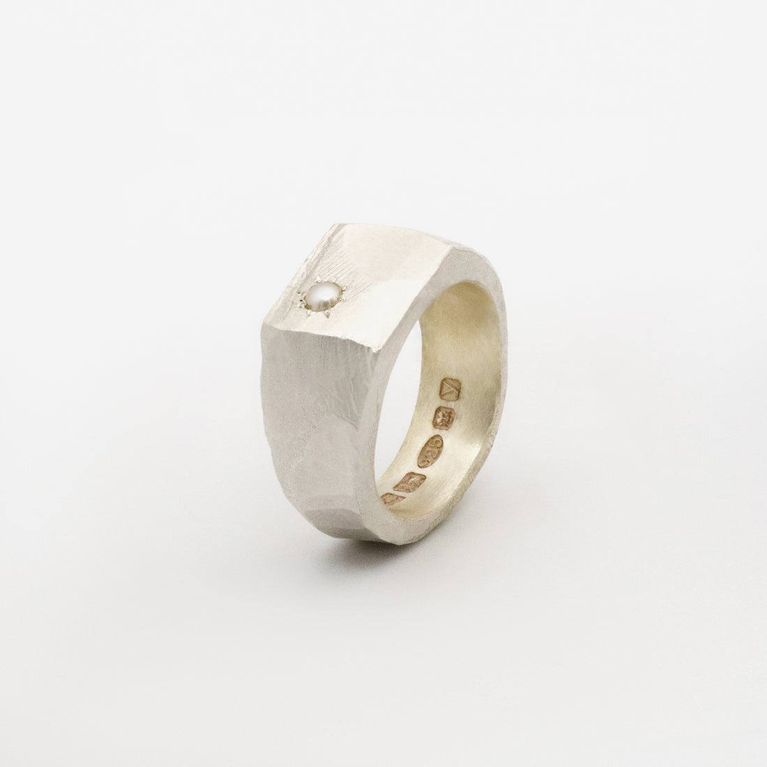 Sterling Silver Mother Of Pearl Signet Ring | PlayHardLookDope