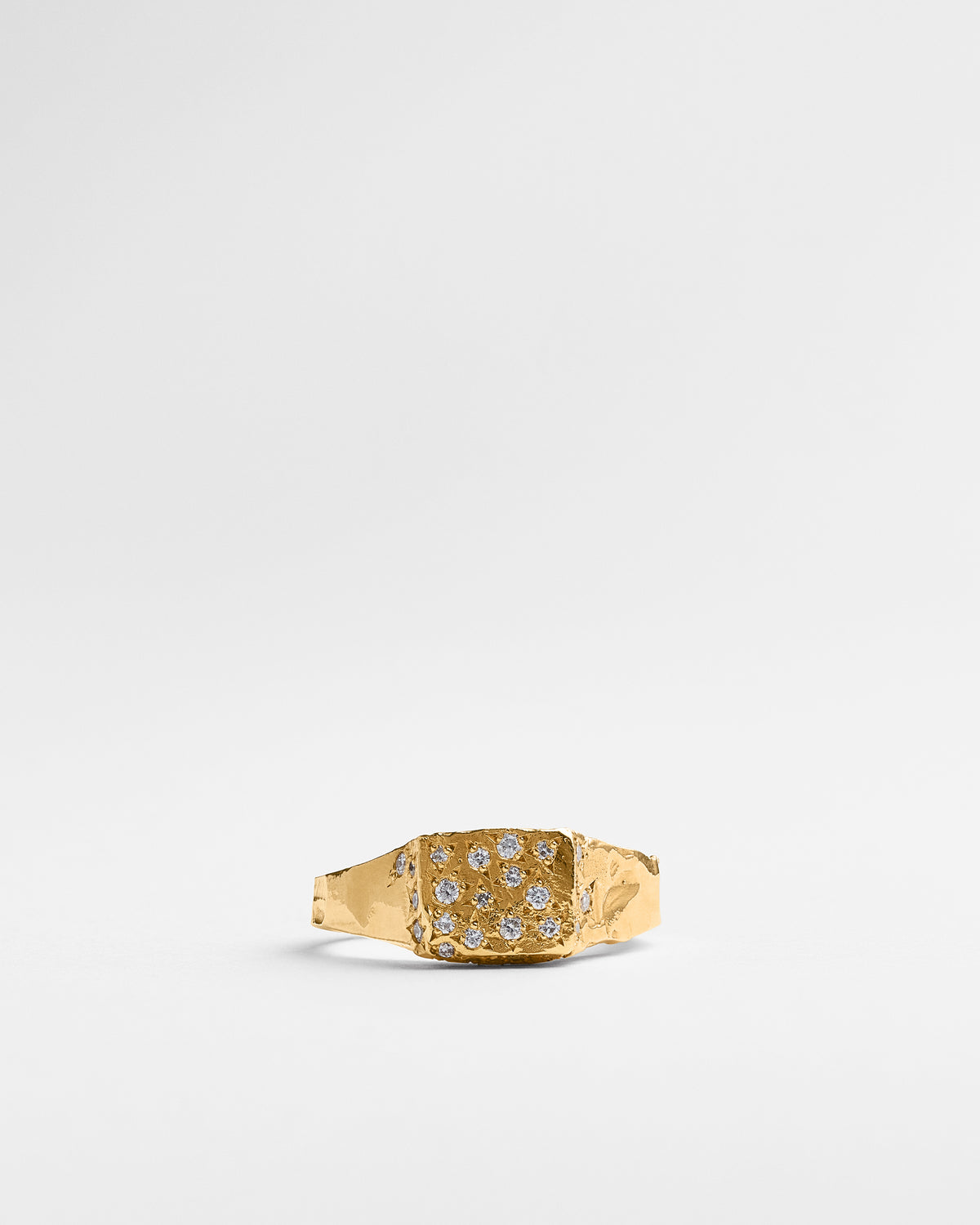 Diamond Pave Knuckle Signet in 18k Gold