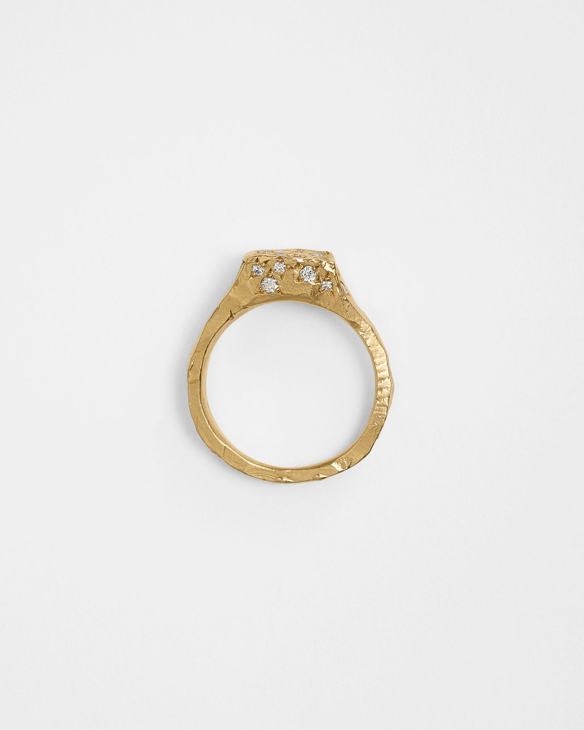 Diamond Pave Knuckle Signet in 18k Gold