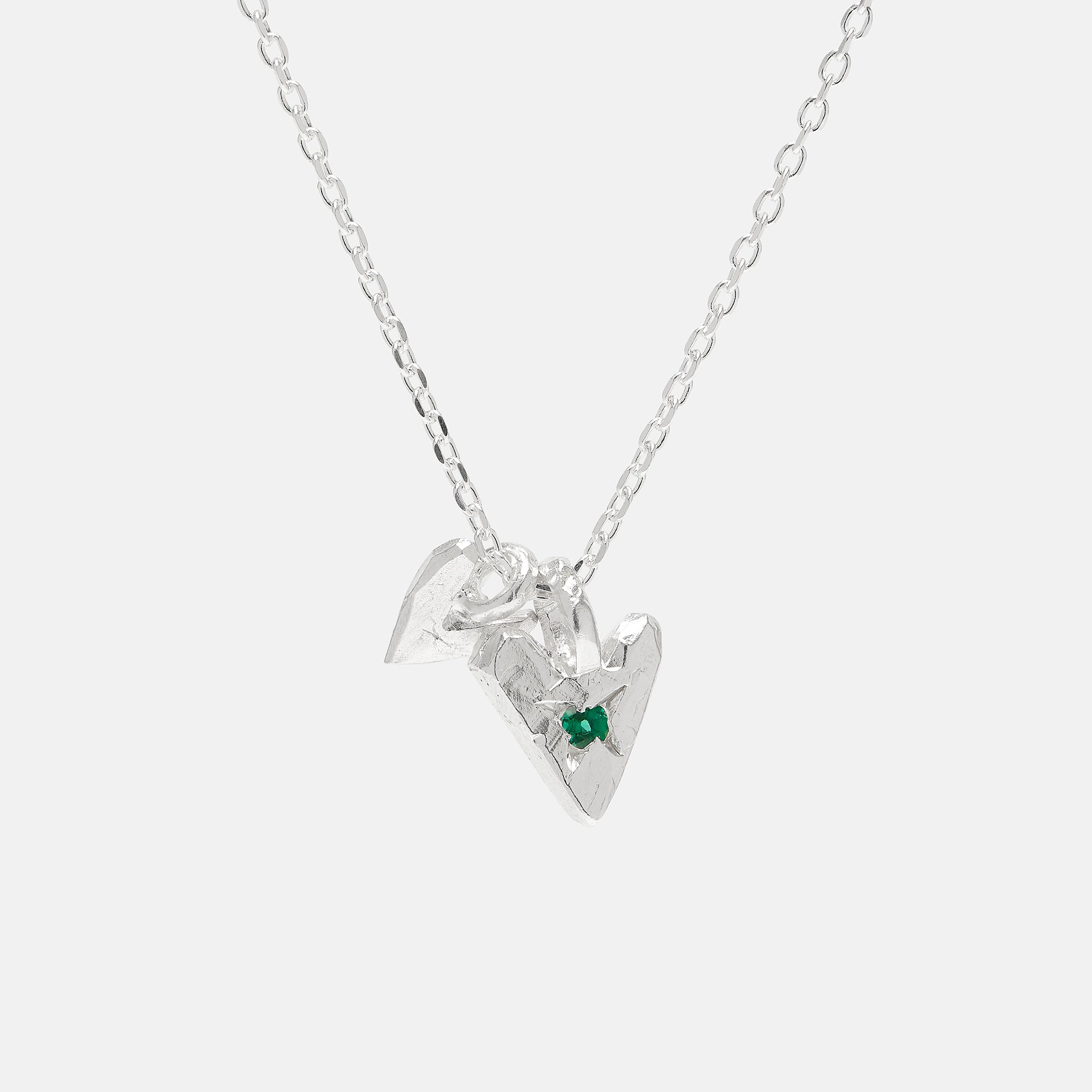 Emerald Sibling Heart Necklace