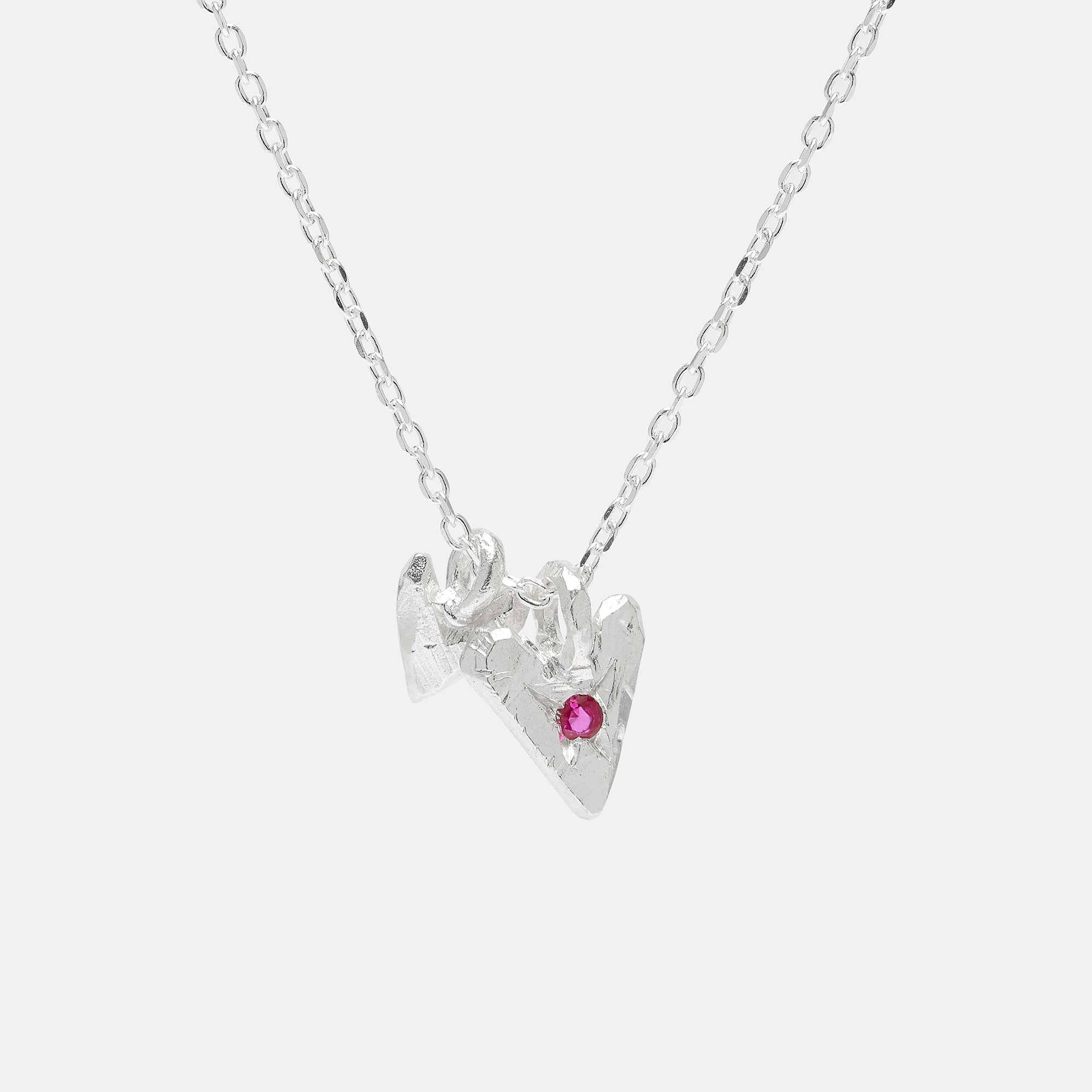 Ruby Sibling Heart Necklace