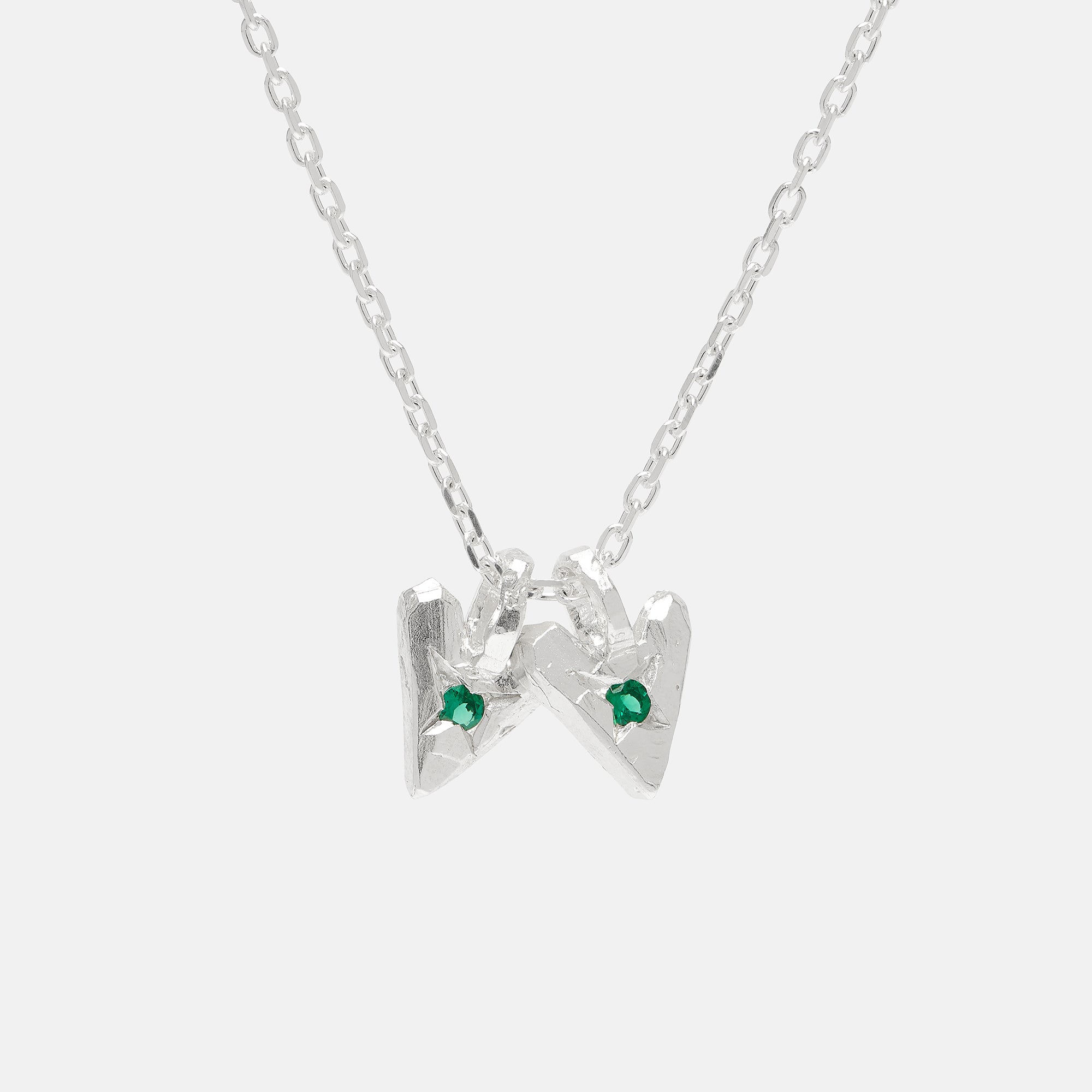 Twin Emerald Hearts Necklace
