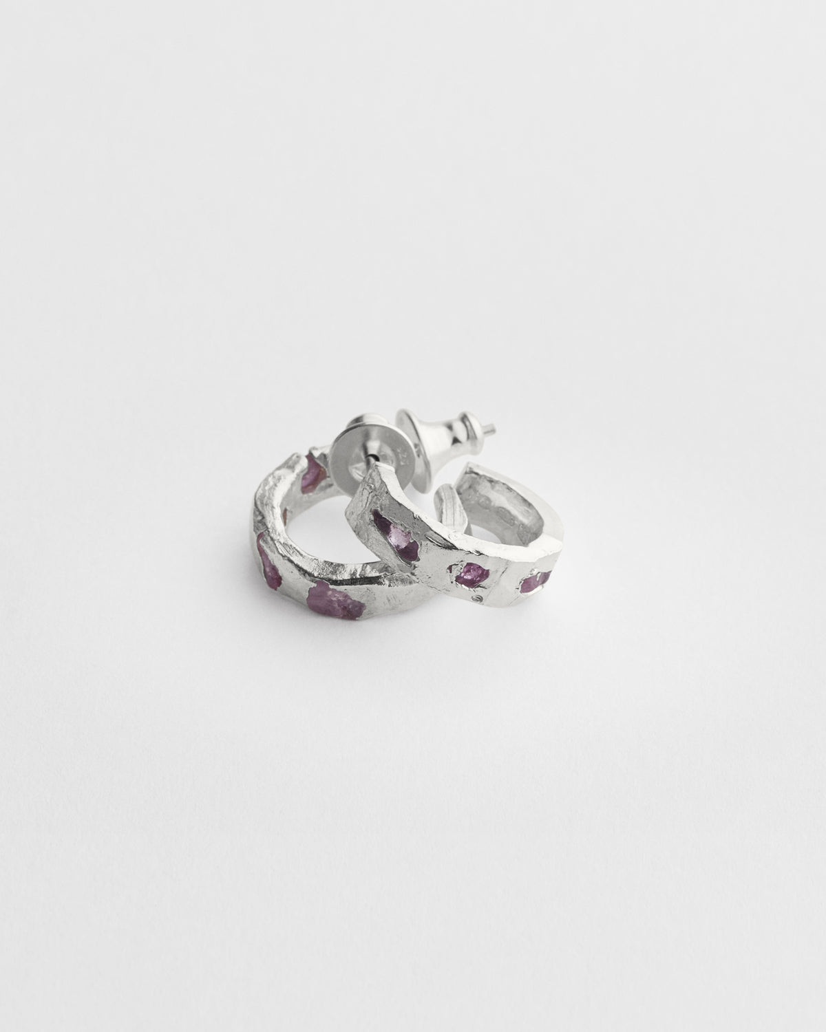 Raw Pink Sapphire Scatter Hoops
