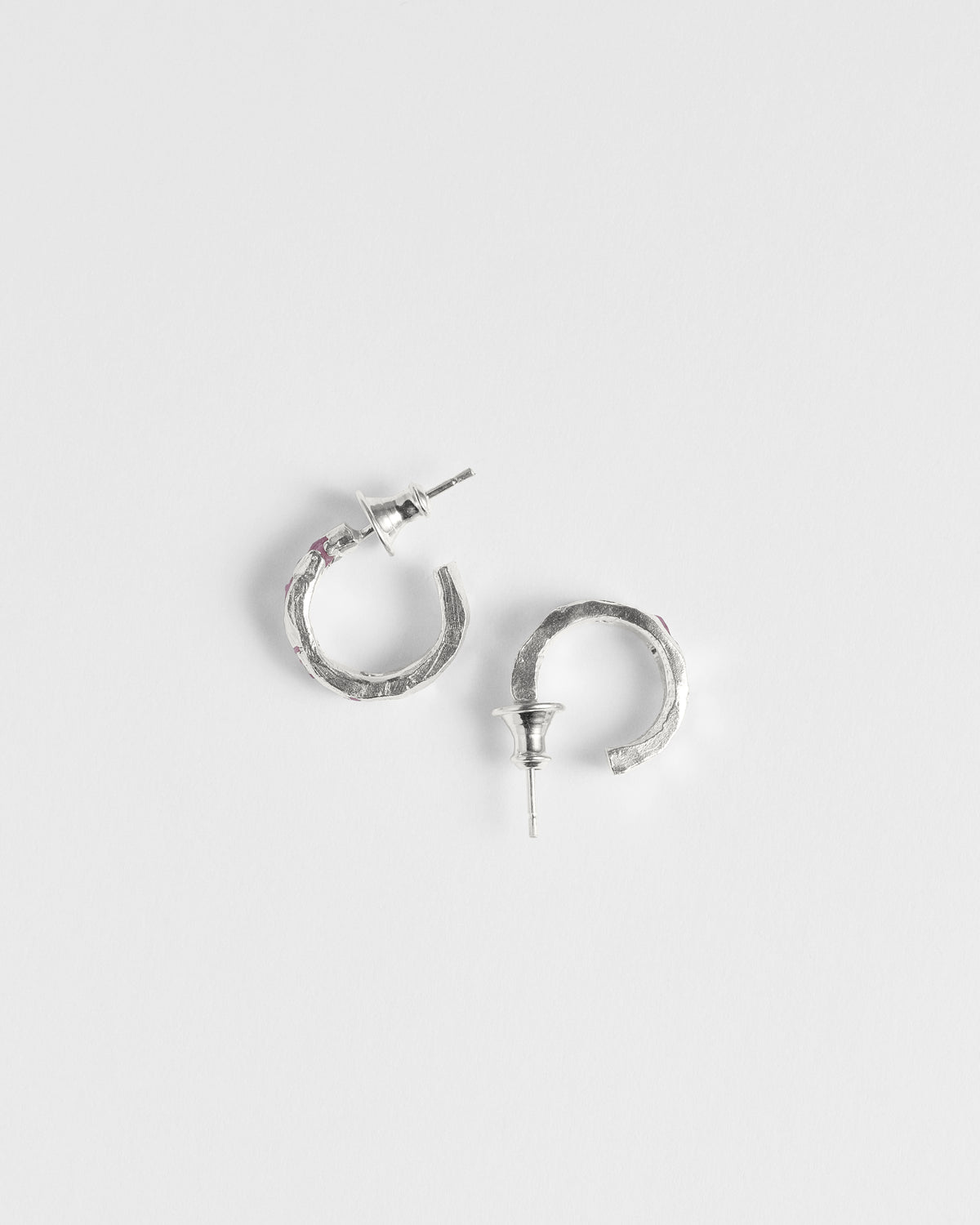 Raw Pink Sapphire Scatter Hoops