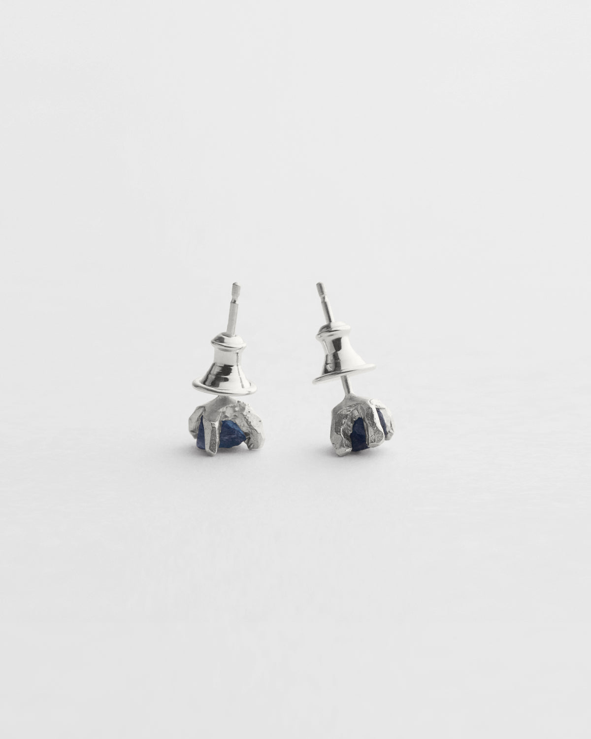 Raw Blue Sapphire Claw Studs