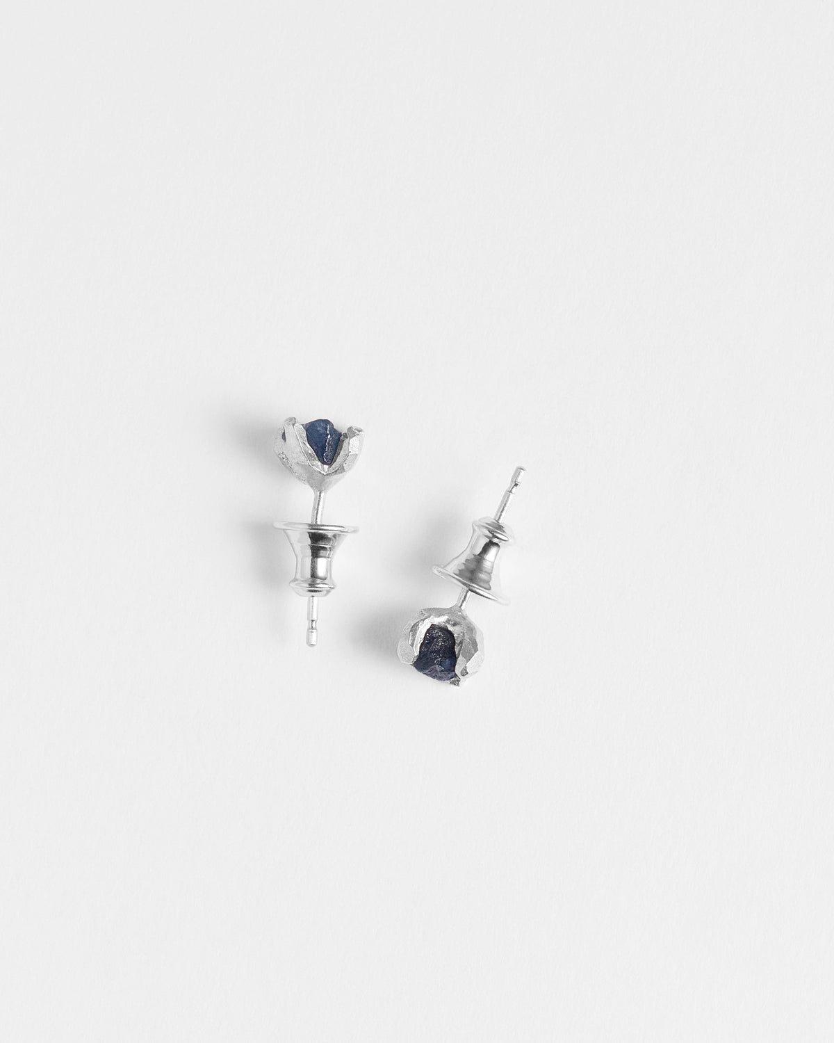 Raw Blue Sapphire Claw Studs