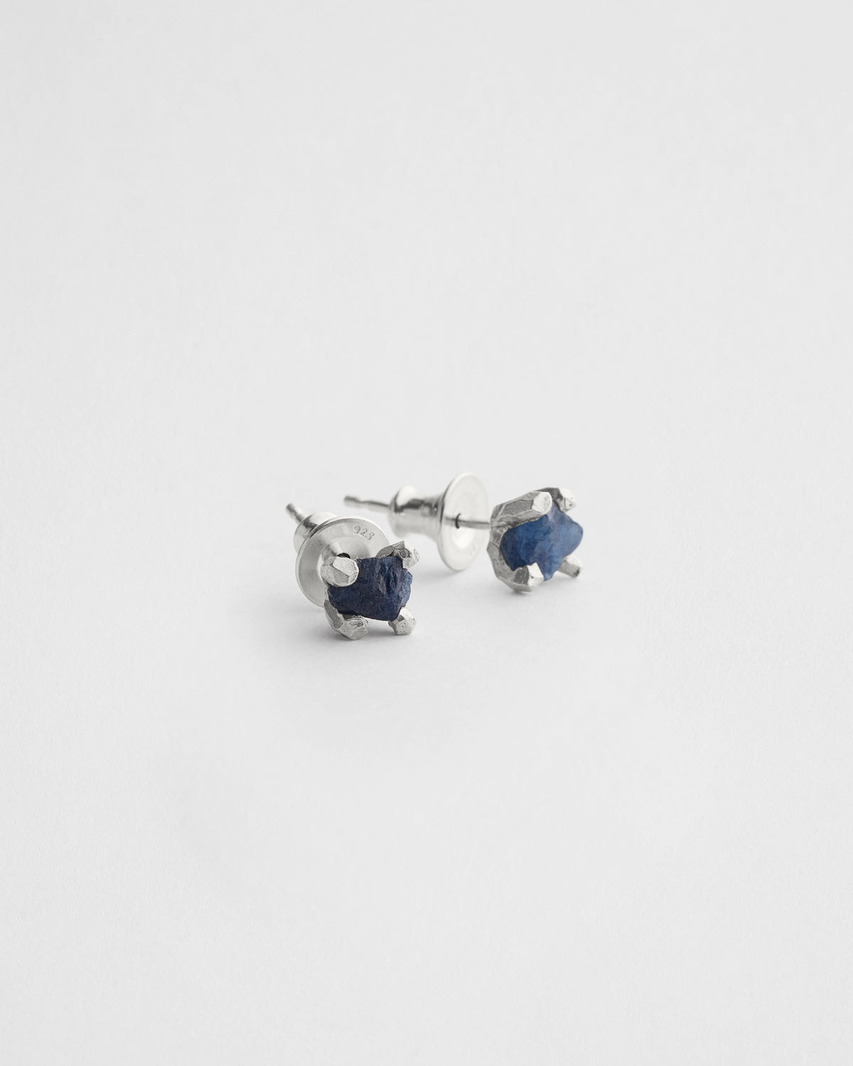 Raw Blue Sapphire Claw Studs