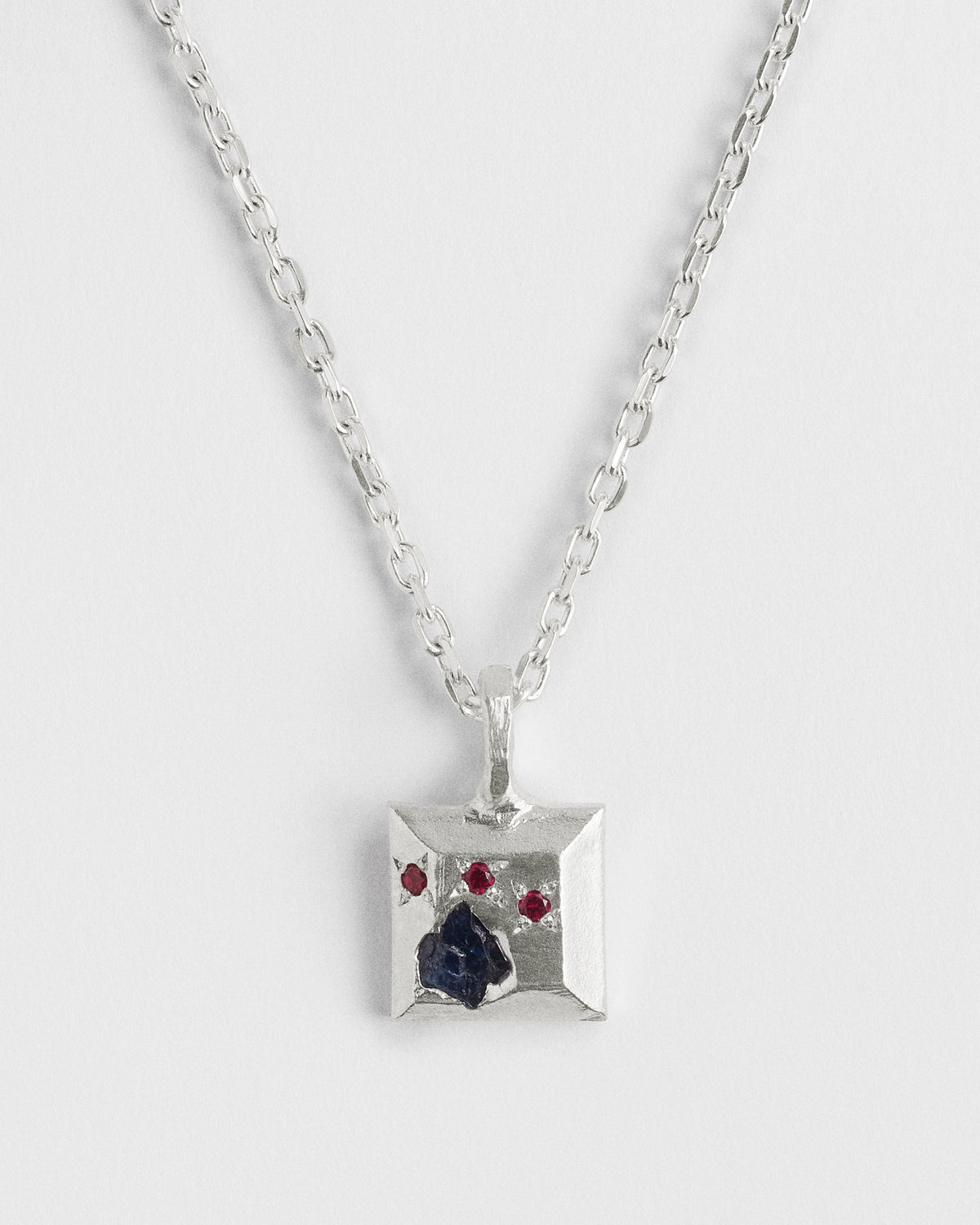 Ruby Halo Square Cut Pendant