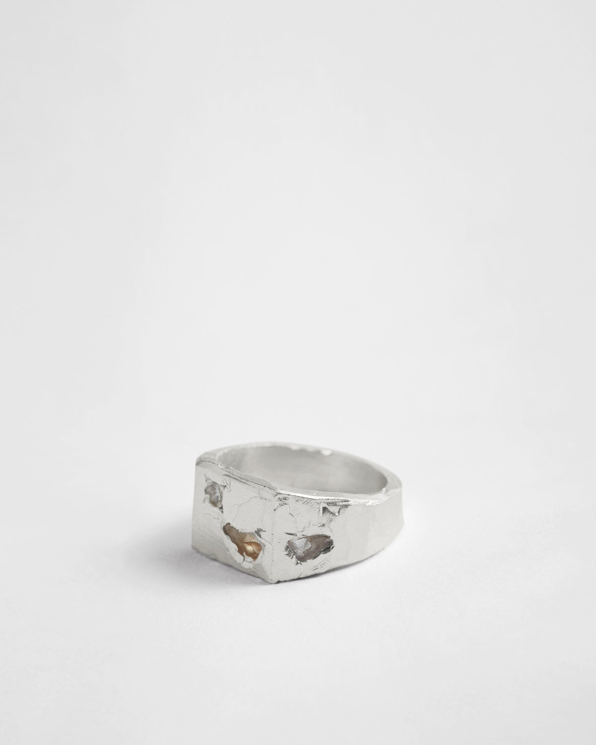 Raw White Sapphire & Diamond Trail Signet