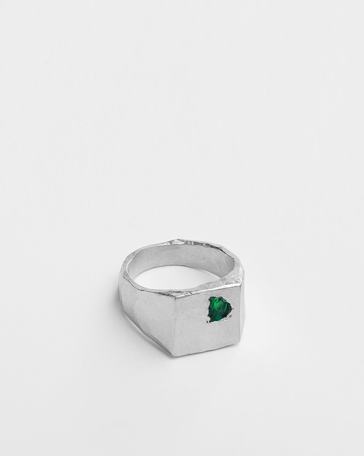 Raw Emerald Una Square Signet