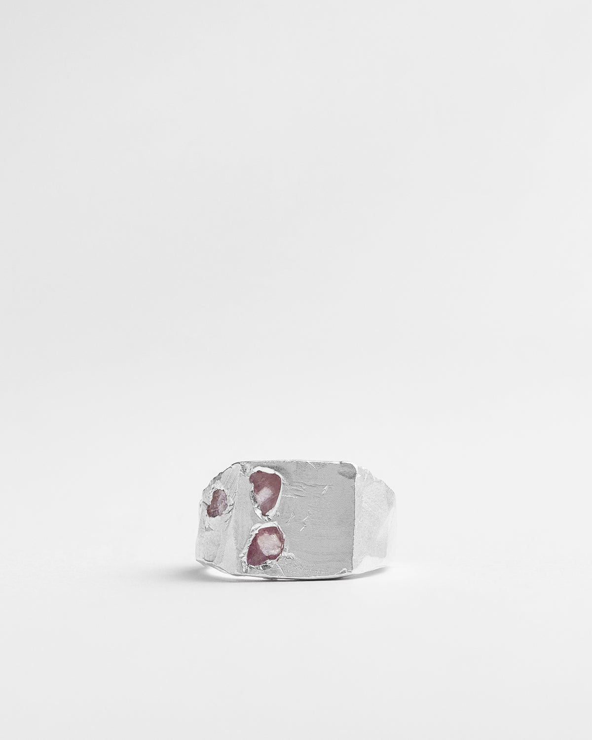 Raw Pink Sapphire Scatter Signet