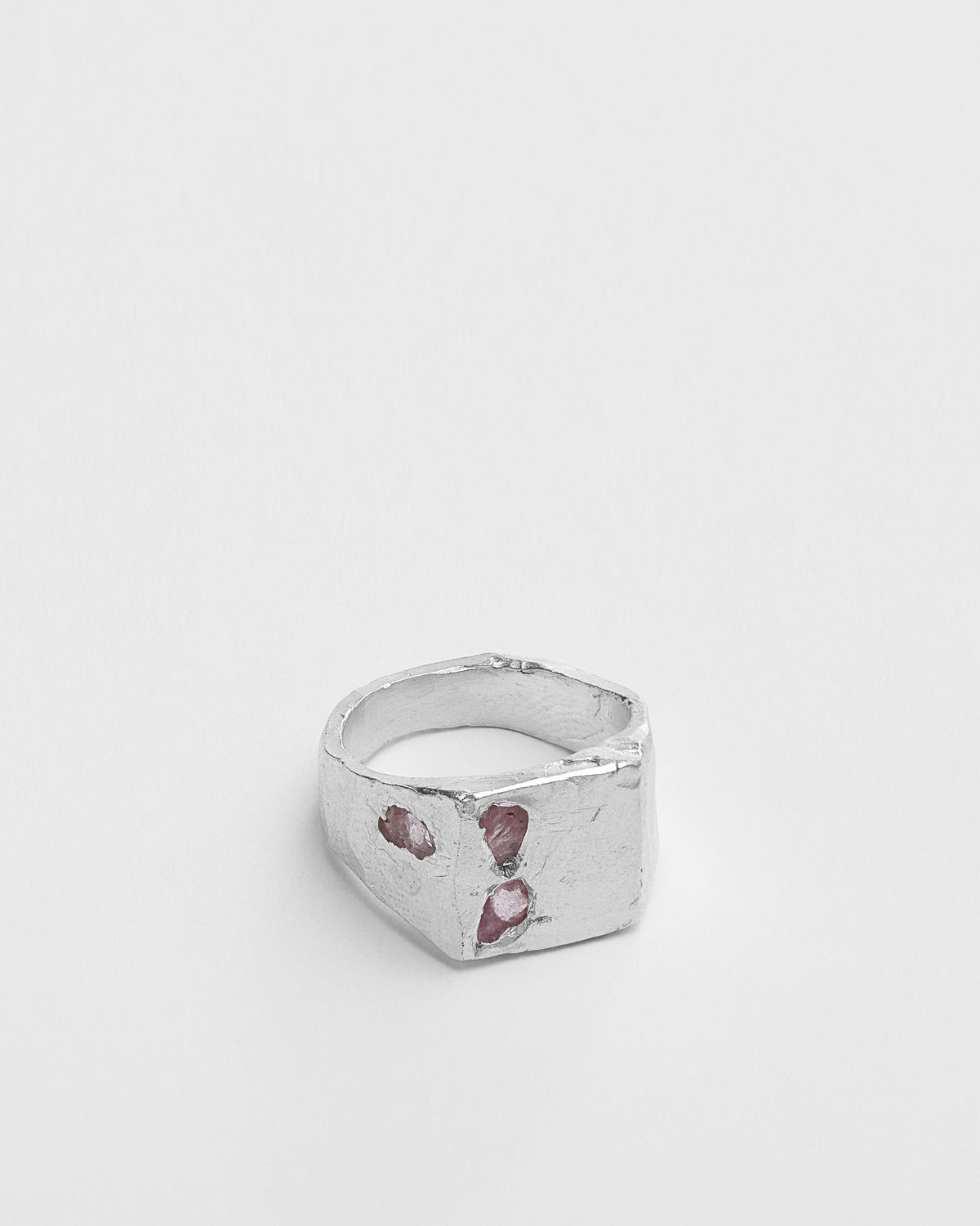 Raw Pink Sapphire Scatter Signet