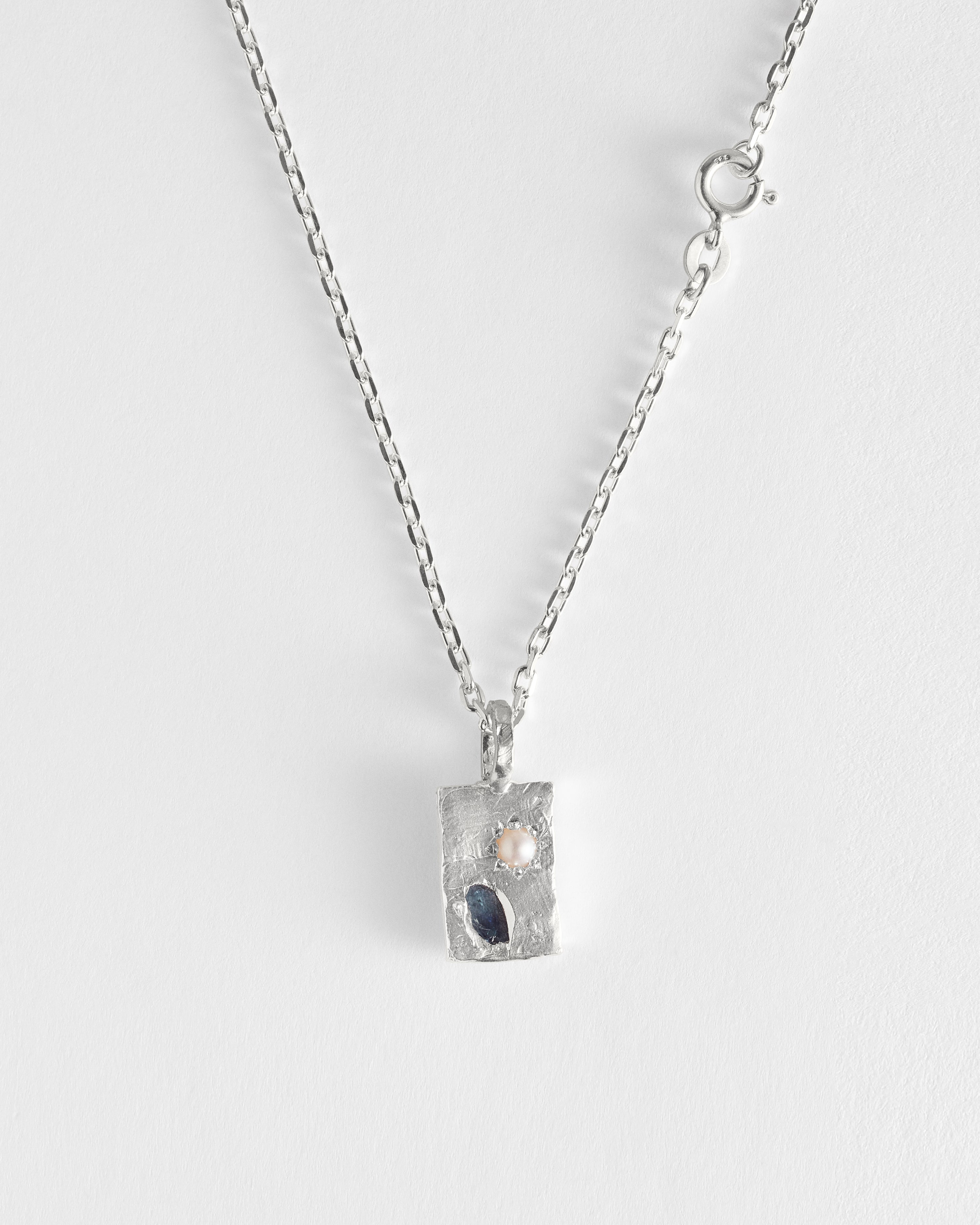 Pearl & Sapphire Tablet Pendant