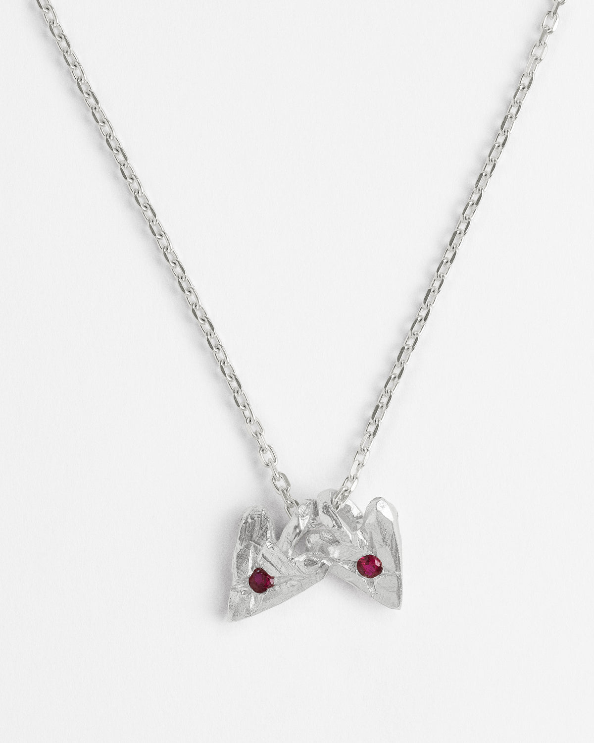 Twin Ruby Hearts Necklace