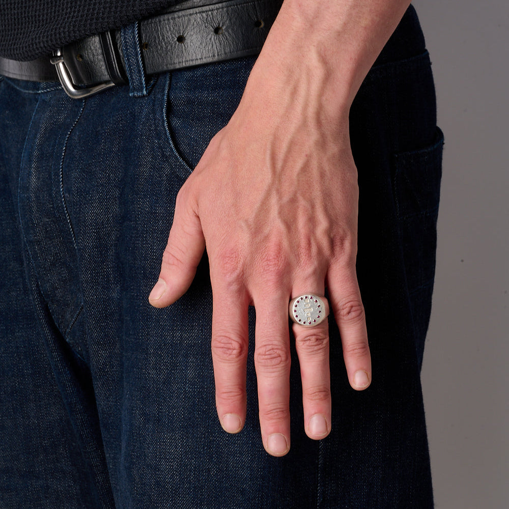 Hallmarked Ruby Halo Signet