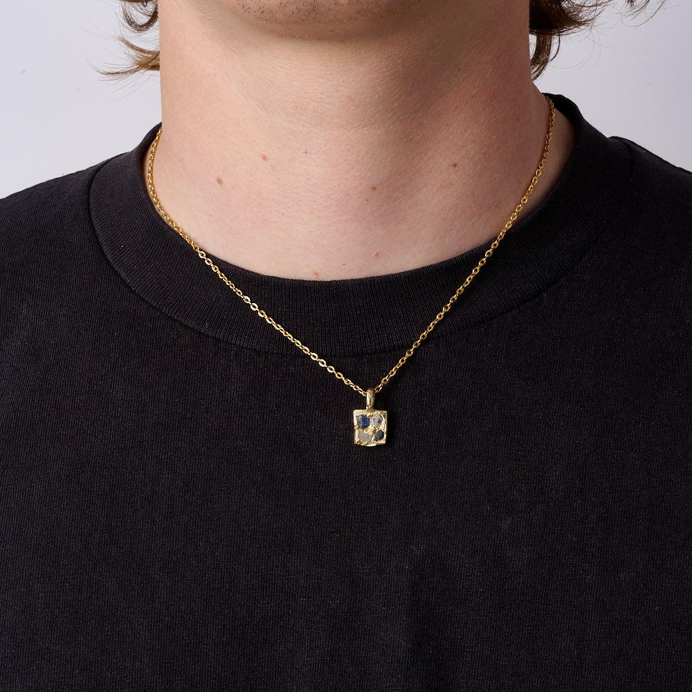 9k Gold Sapphire Scatter Square Necklace