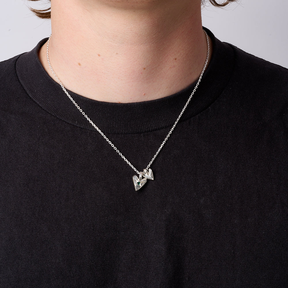 Emerald Sibling Heart Necklace