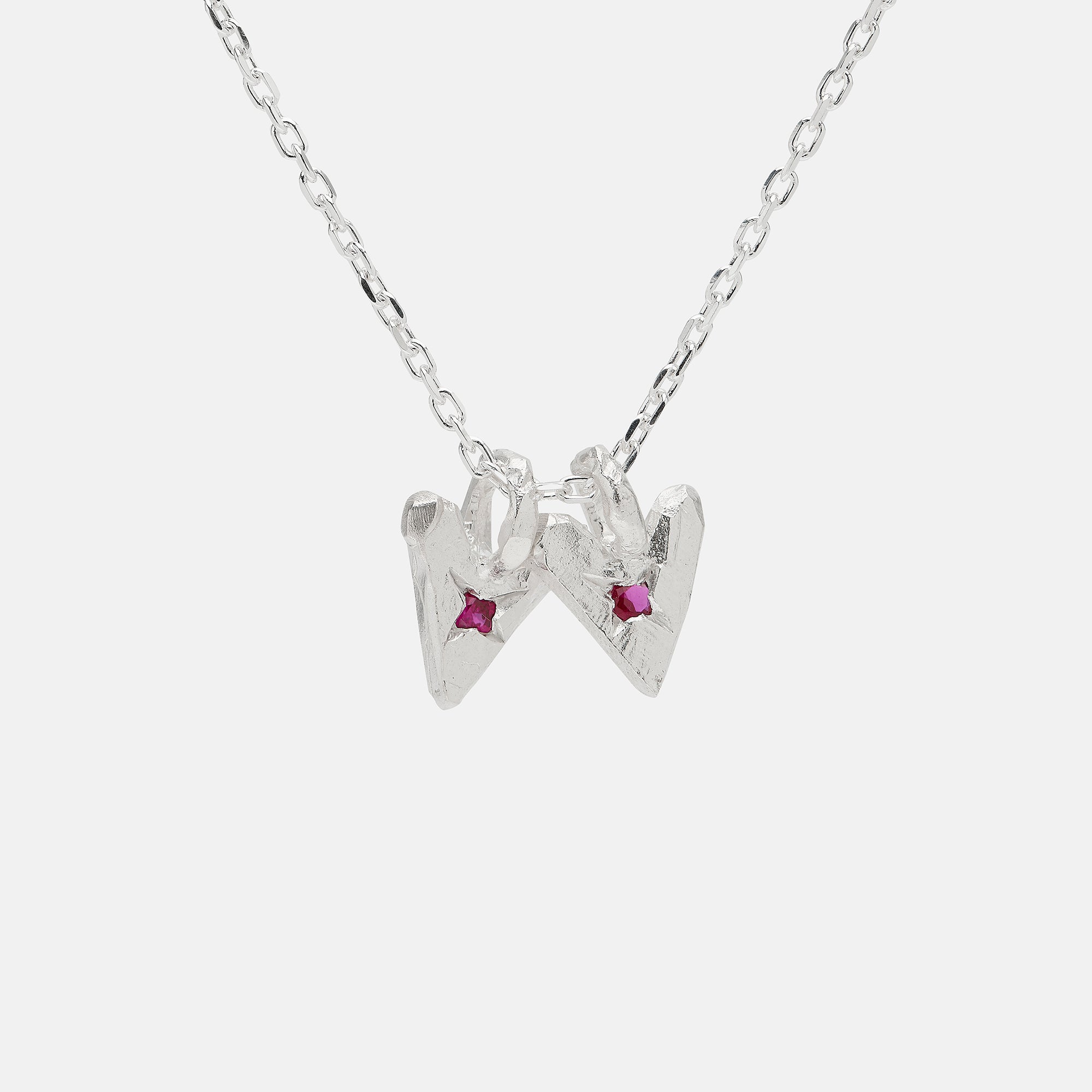 Twin Ruby Hearts Necklace