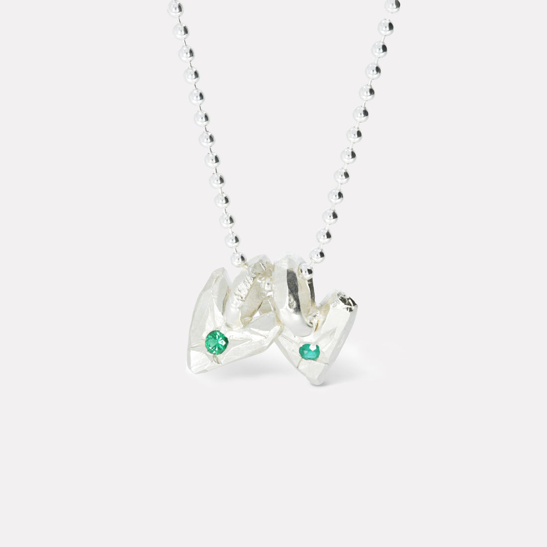 EMERALD TWIN HEARTS NECKLACE