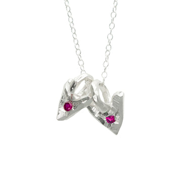 RUBY TWIN HEARTS NECKLACE